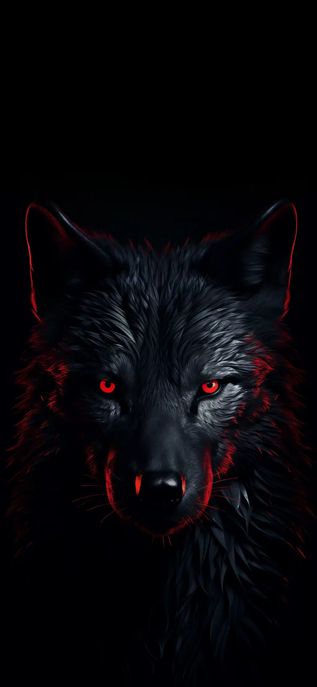 Dark Wolf Glowing Red Eyes