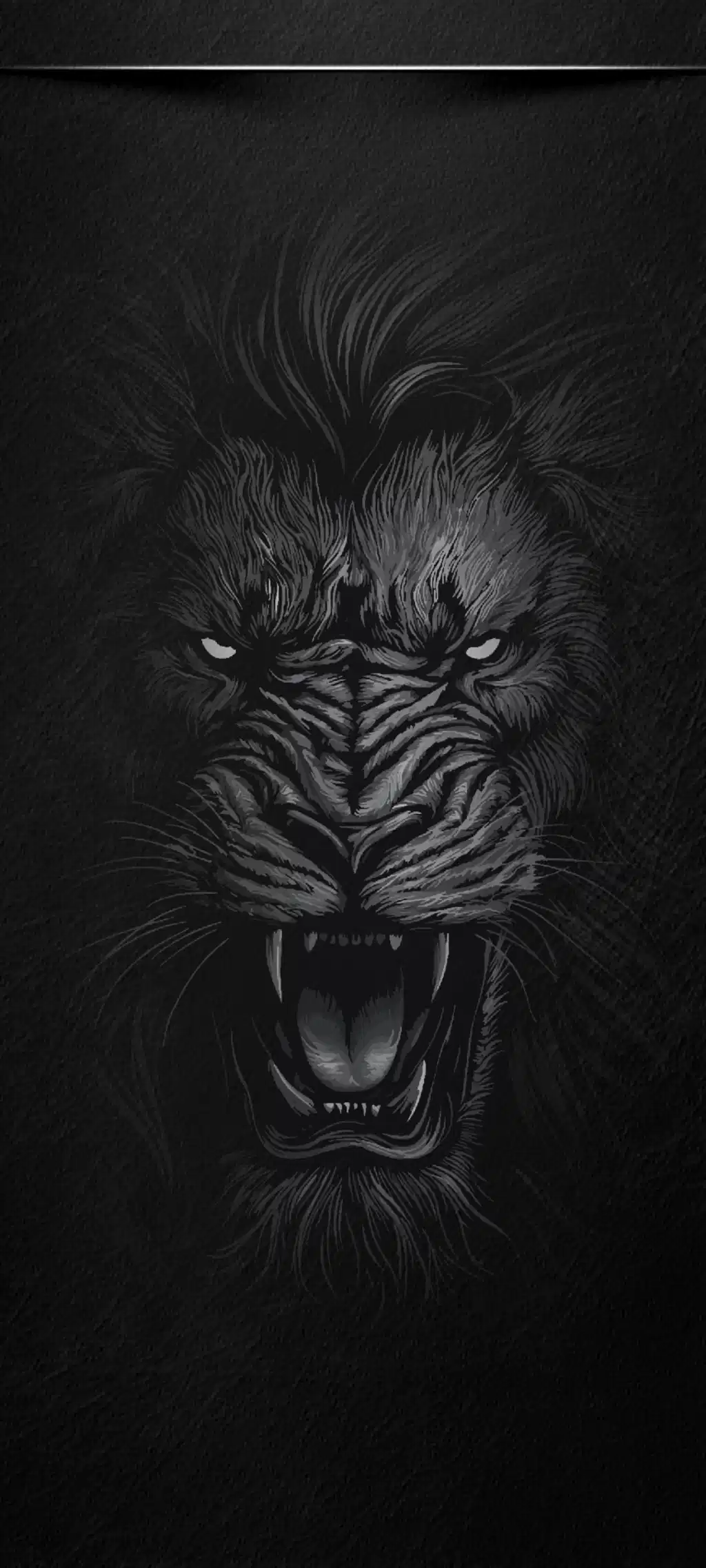 Lion Head Carving Dark Textured Background