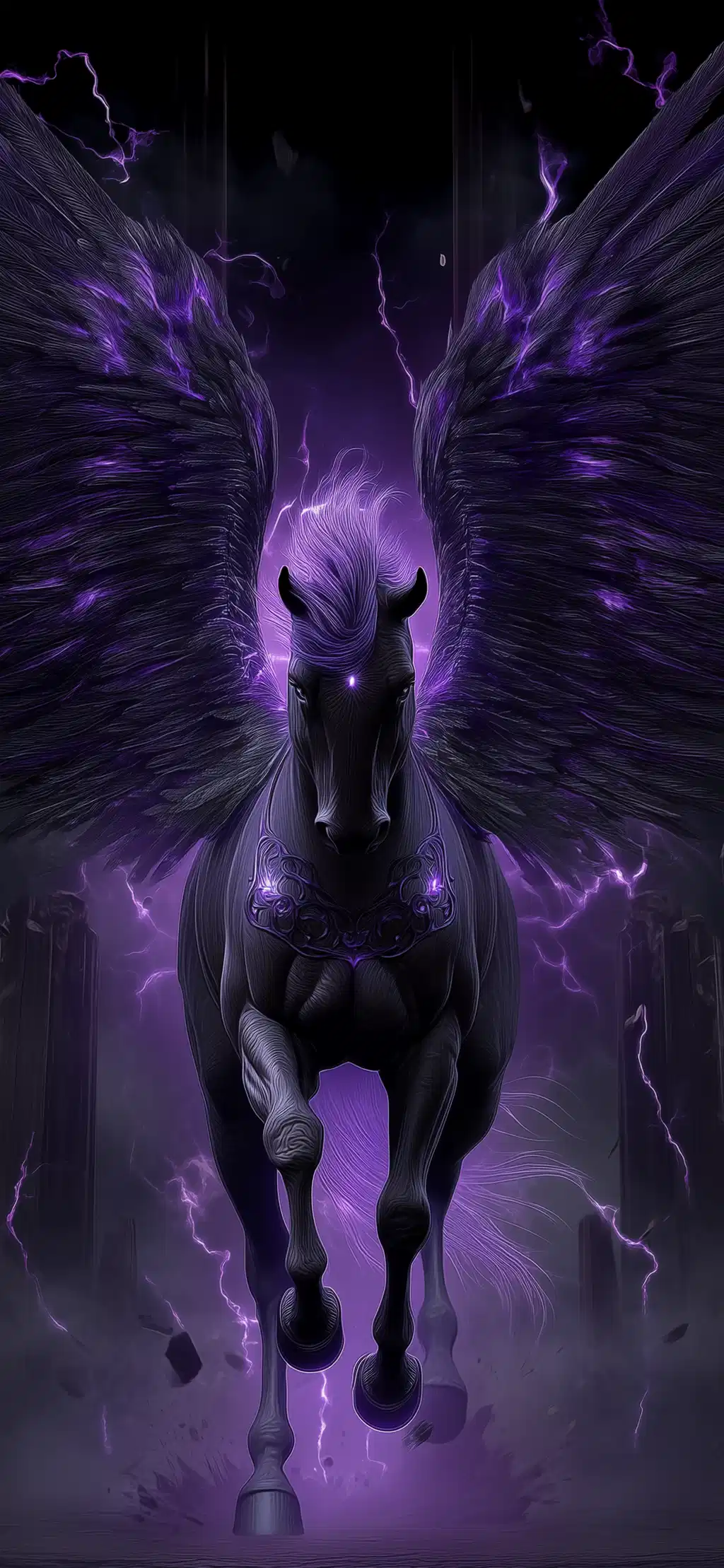 Mythical Pegasus Winged Horse Purple Lightning