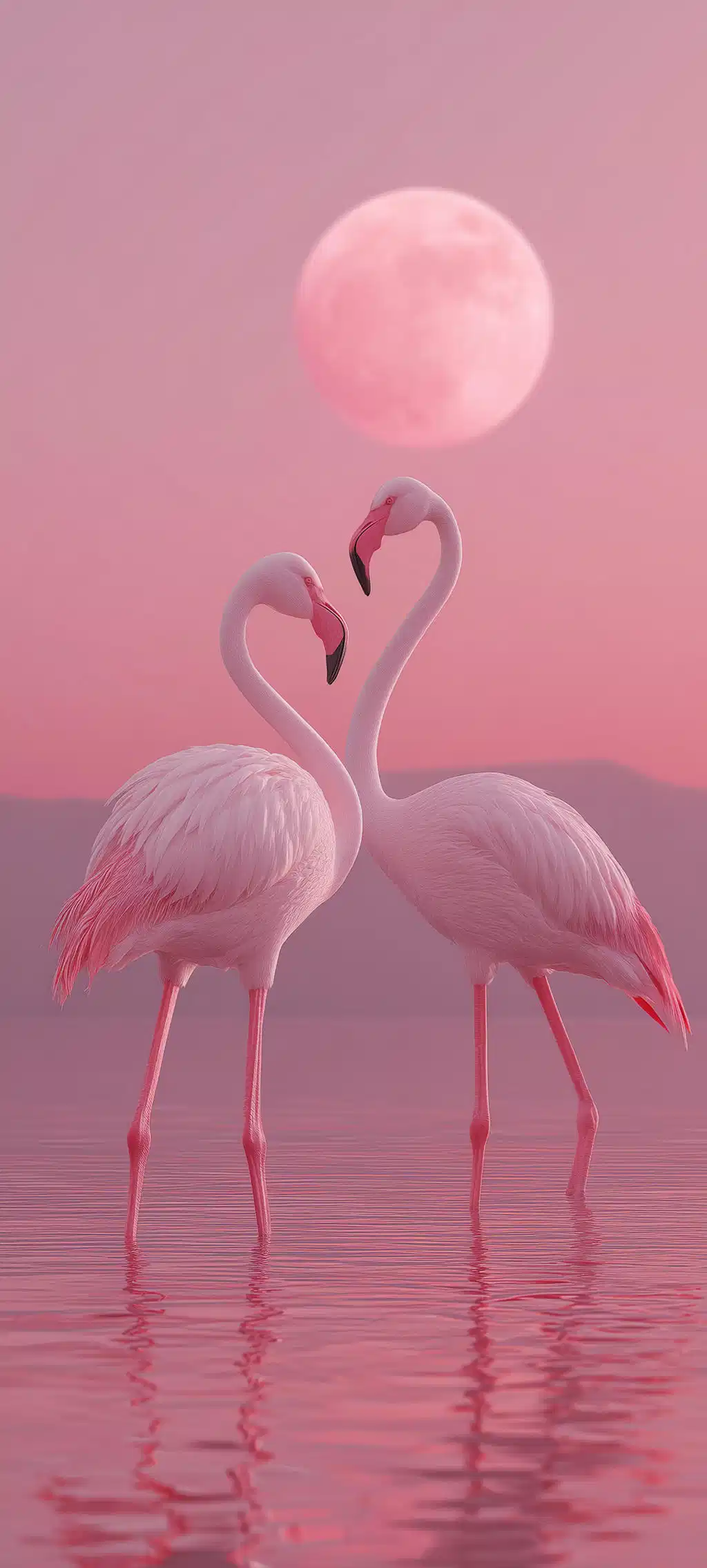 Pink Flamingos Surreal Moonlight