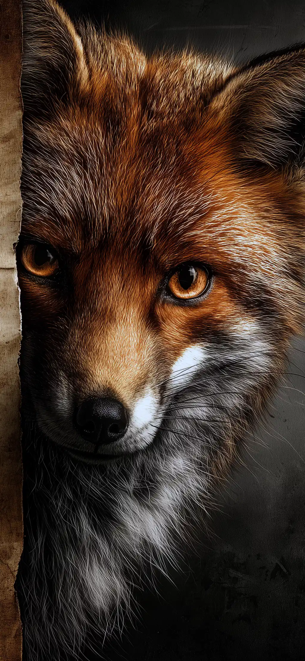 Red Fox Portrait Dark Forest