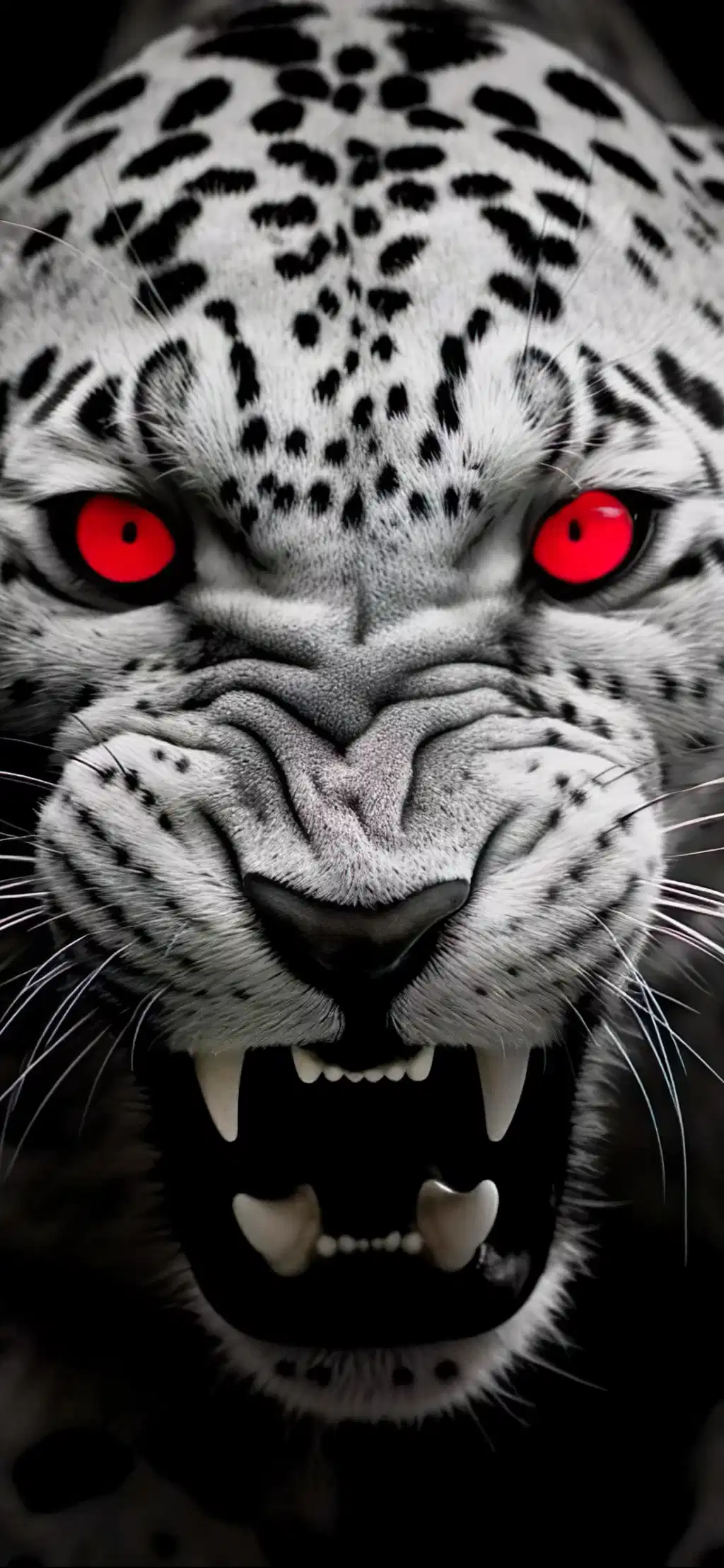 White Tiger Glowing Red Eyes Art