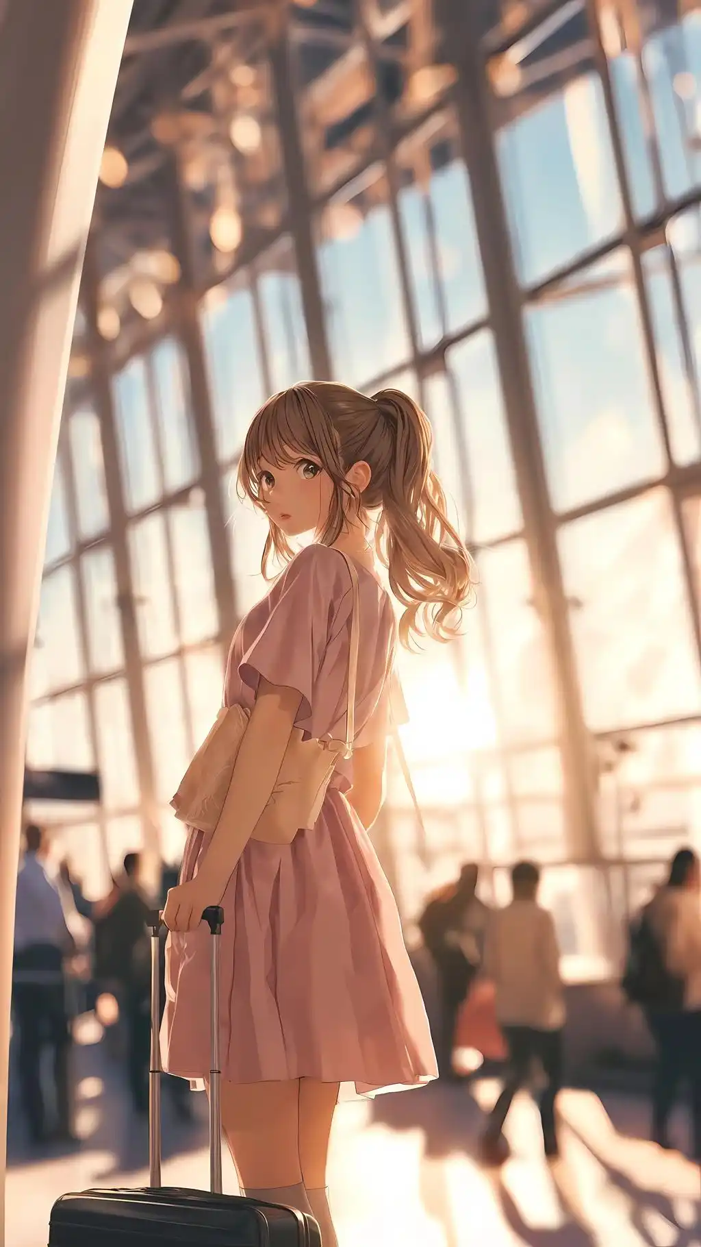 Anime Girl Airport Sunset