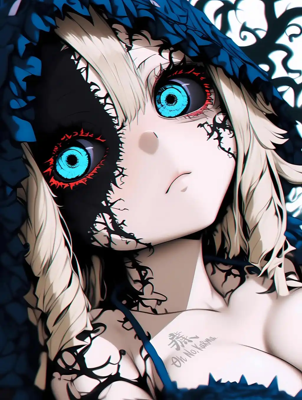Anime Girl Glowing Blue Eye Dark Fantasy Wallpaper
