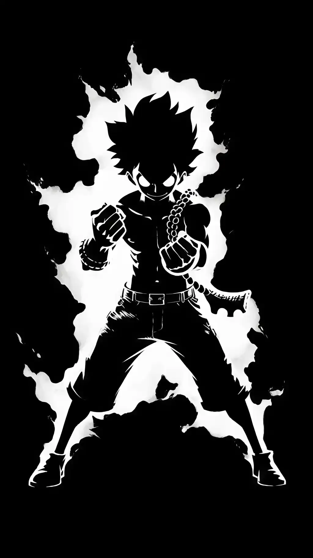 Goku Silhouette (Dragon Ball) Black and White Minimalist Wallpaper