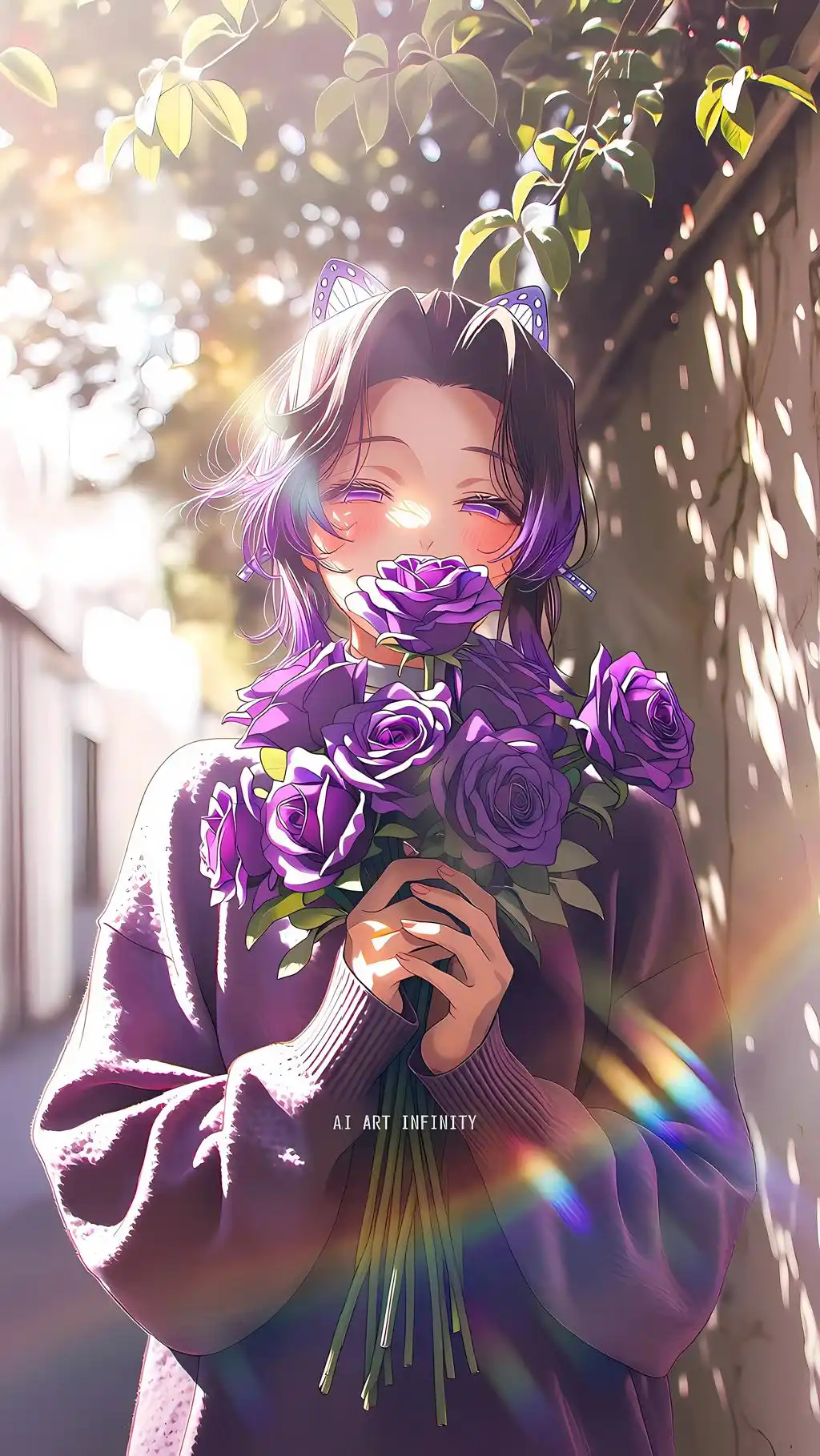 Purple Aesthetic Anime Girl Galaxy Background