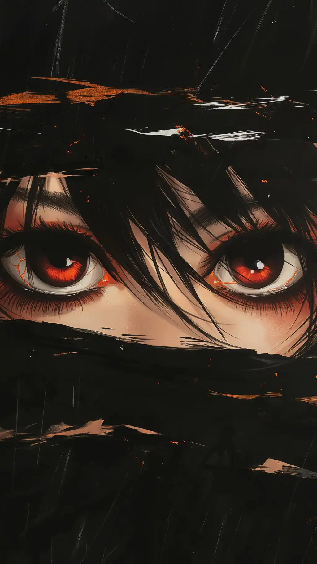 Red Anime Eye Close Up Sharingan Style Graphic