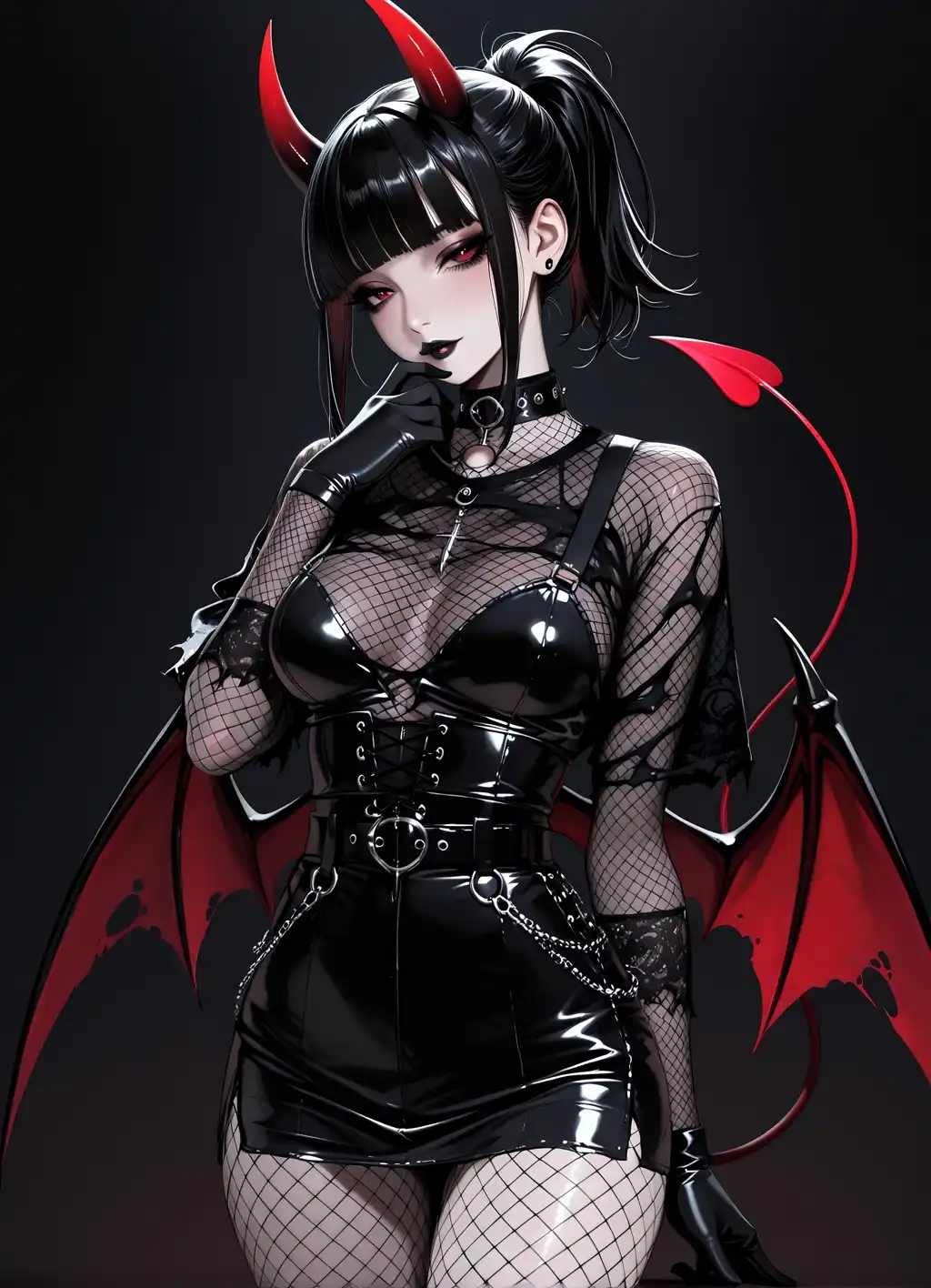 Succubus Demon Anime Girl Red and Black Wallpaper