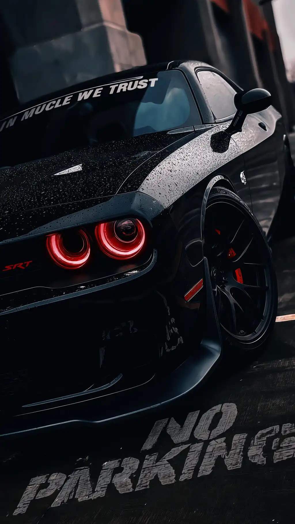 Black Dodge Challenger Muscle Car