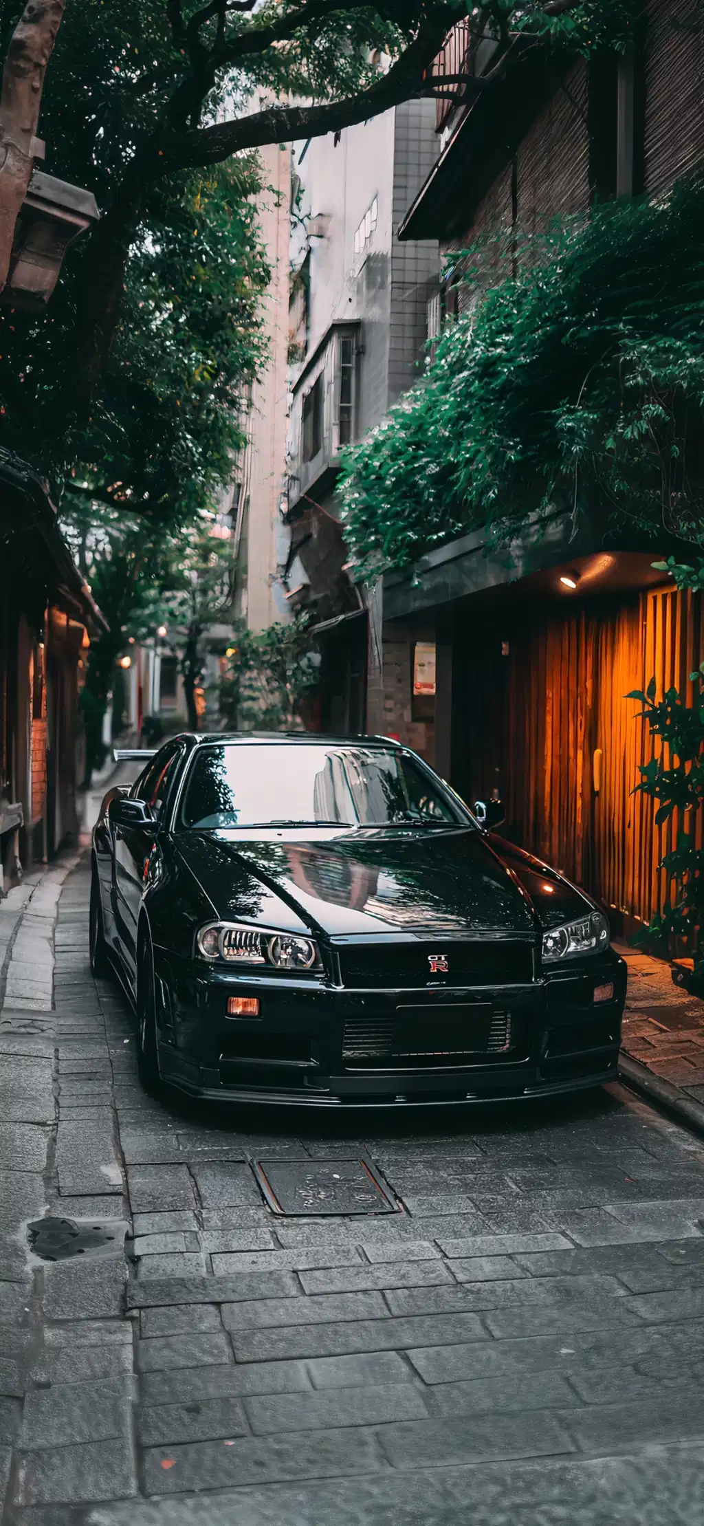 Black Sports Car Urban Alleyway