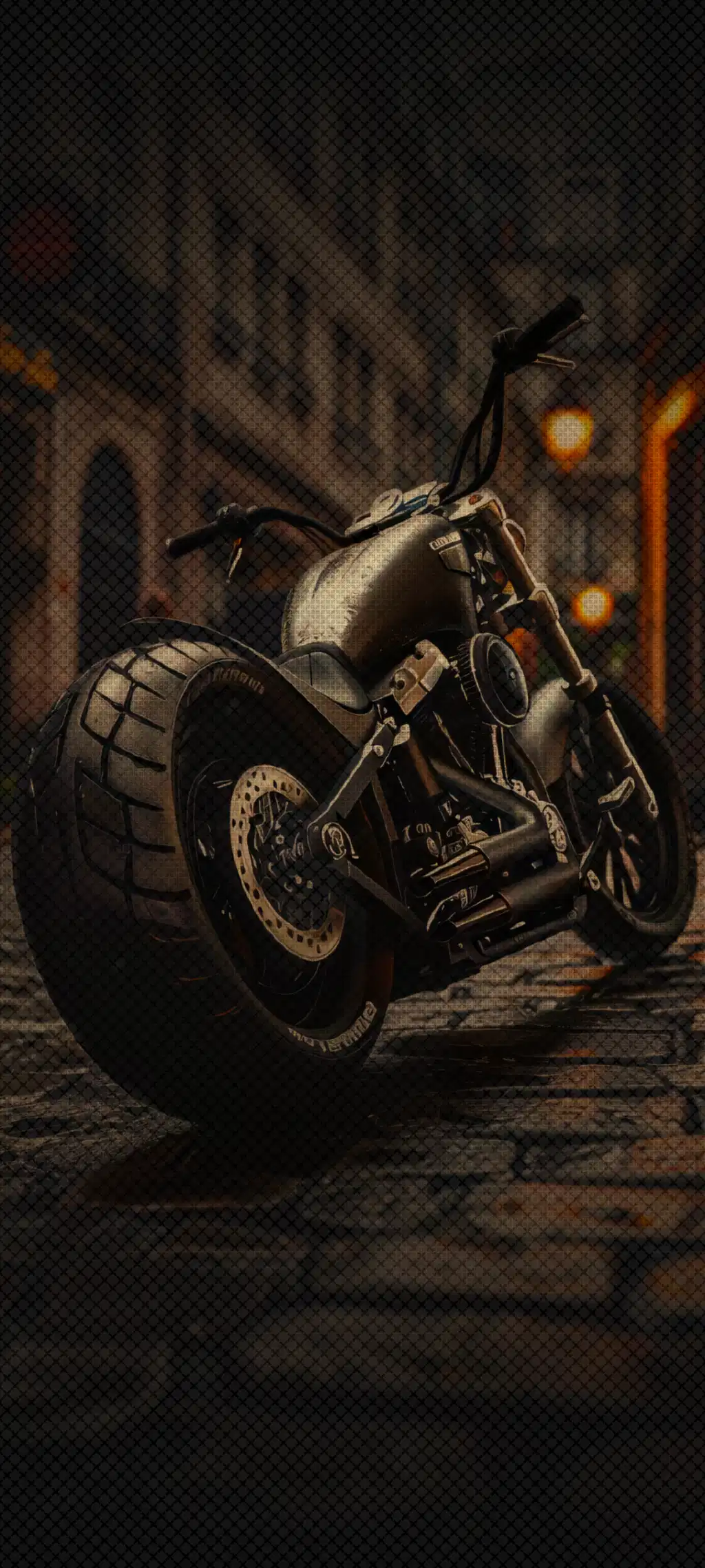 Custom Chopper Motorcycle Dark Garage