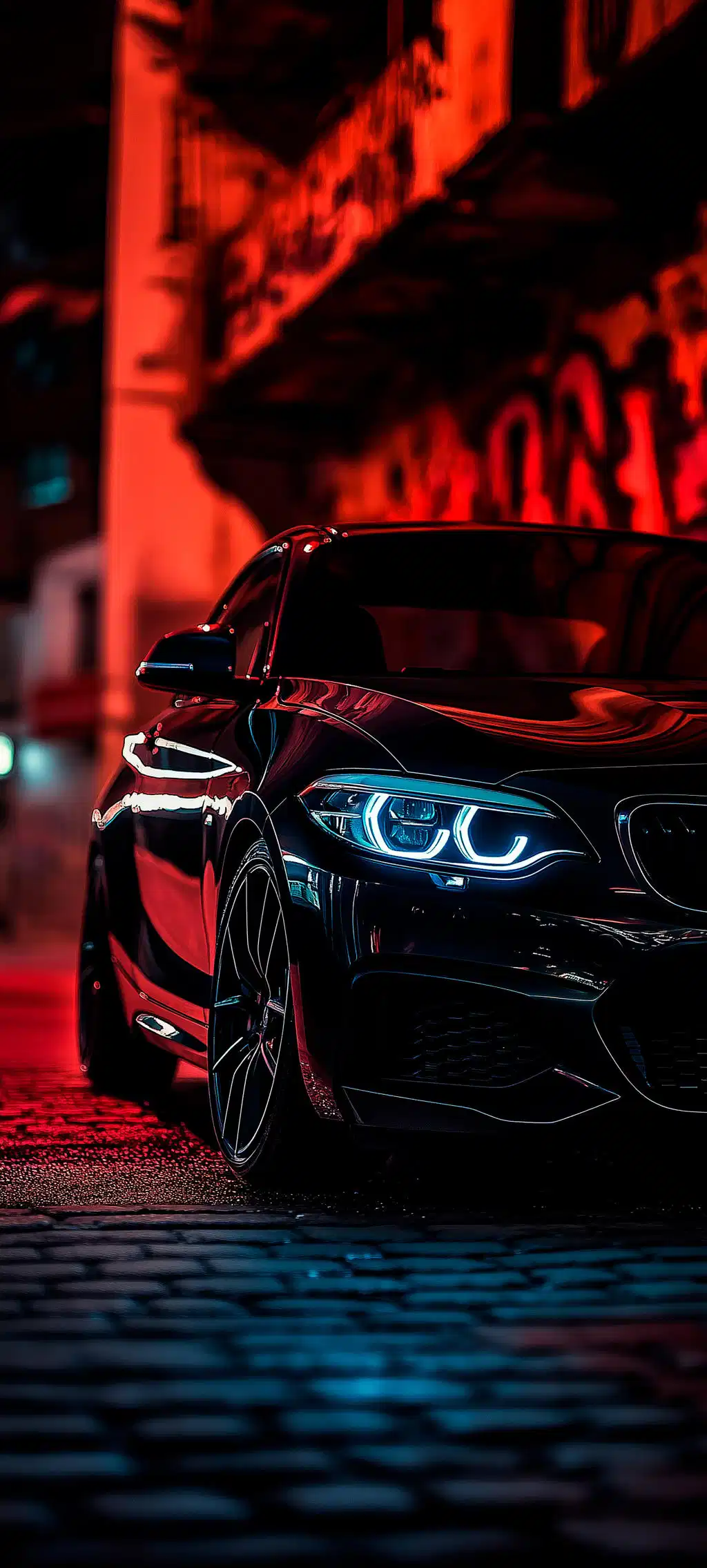 Dark Car Neon Red Backlight