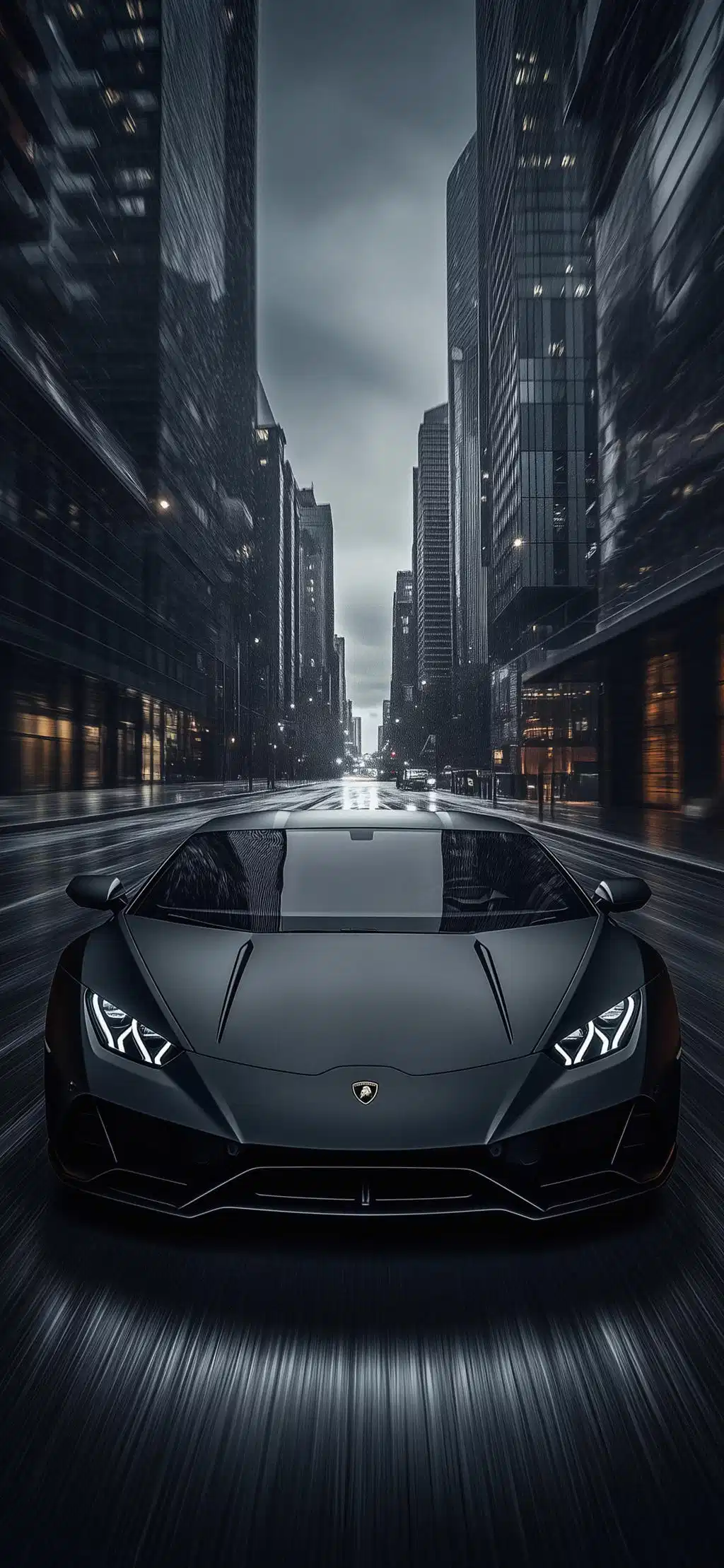 Dark Supercar Headlights City Night