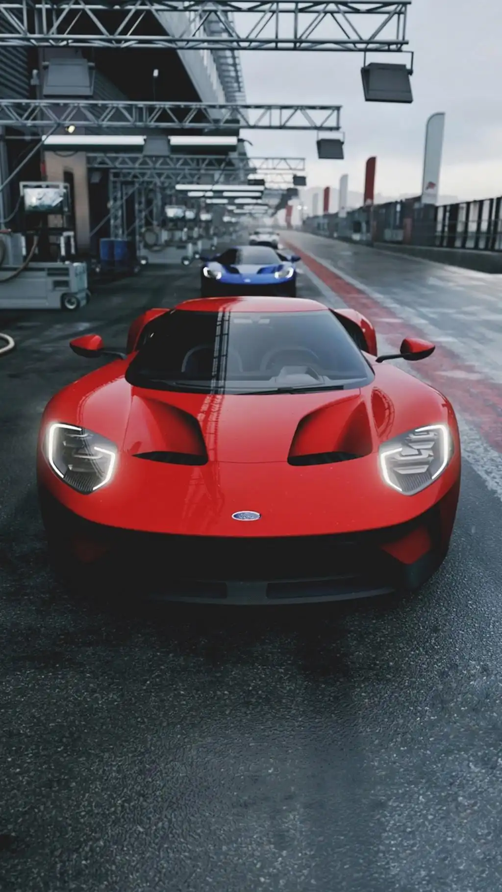 Red Sports Car Front Profile City