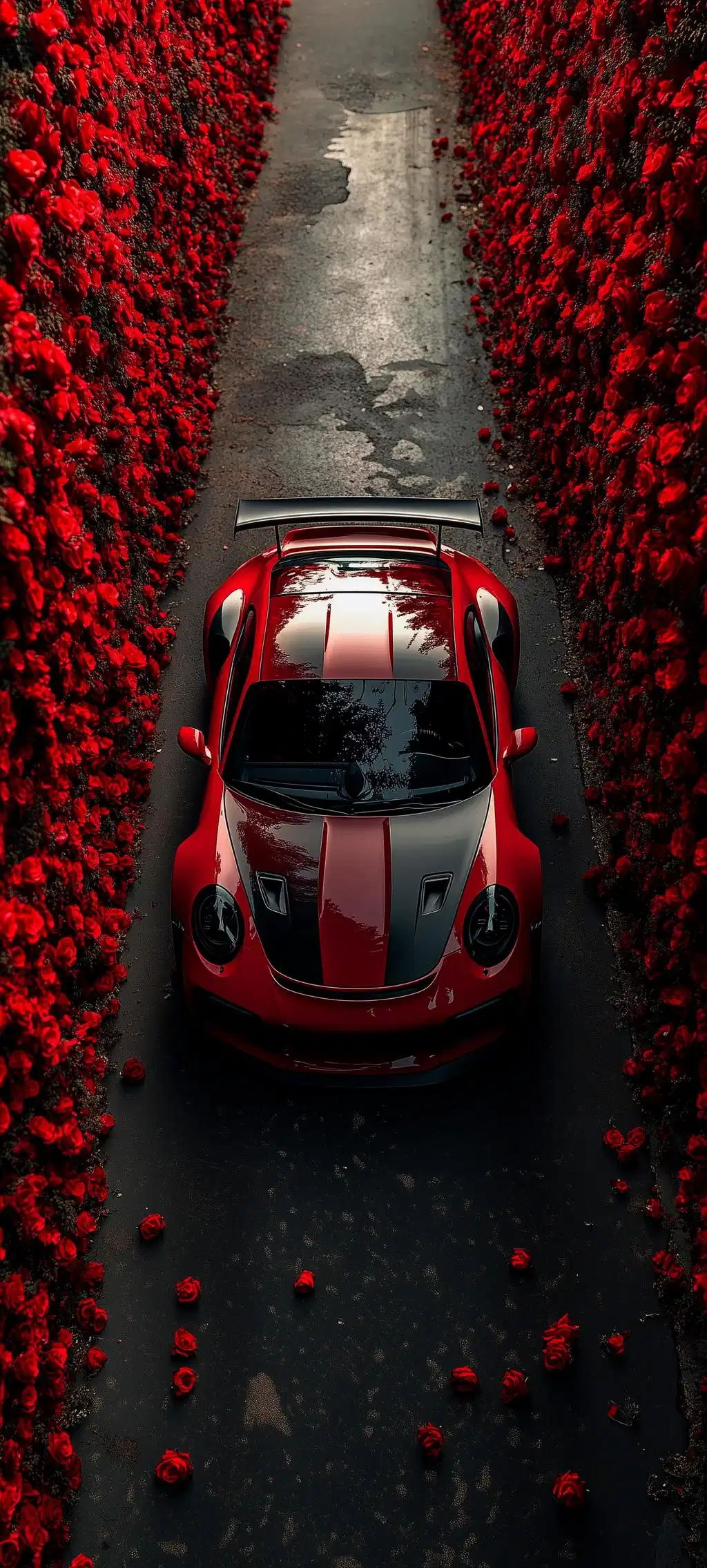 Red Sports Car Top Down Angle