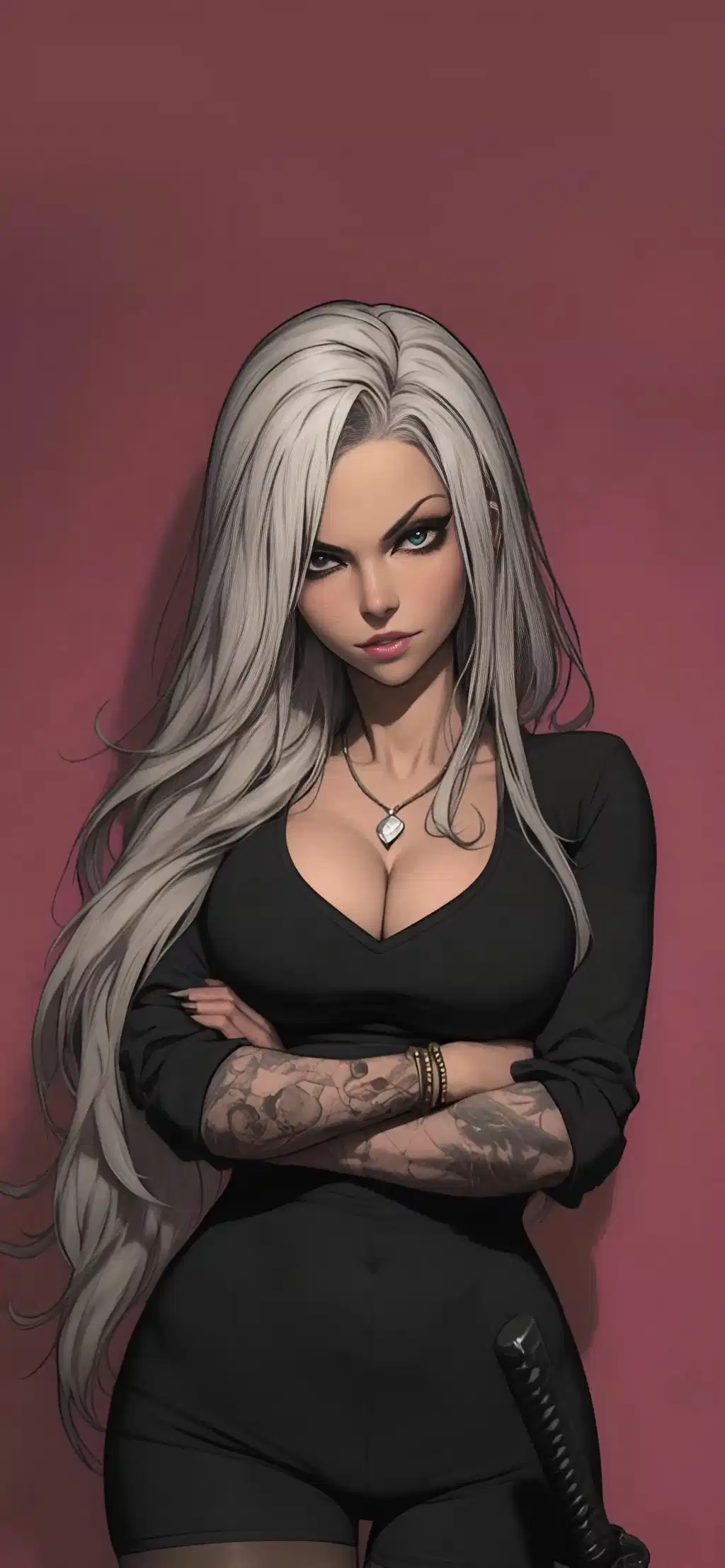 Goth Girl Silver Hair Portrait