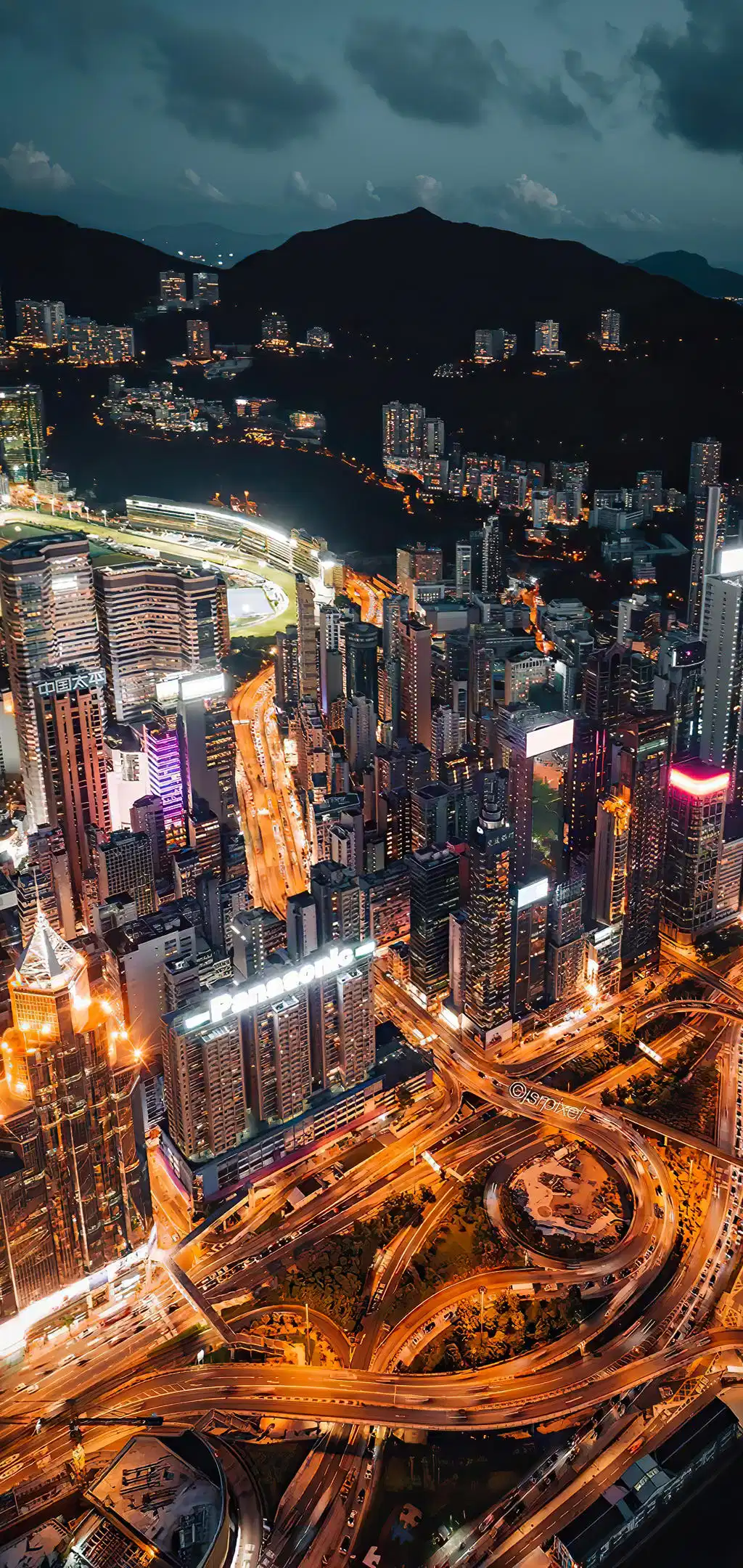 Cityscape Night Aerial View