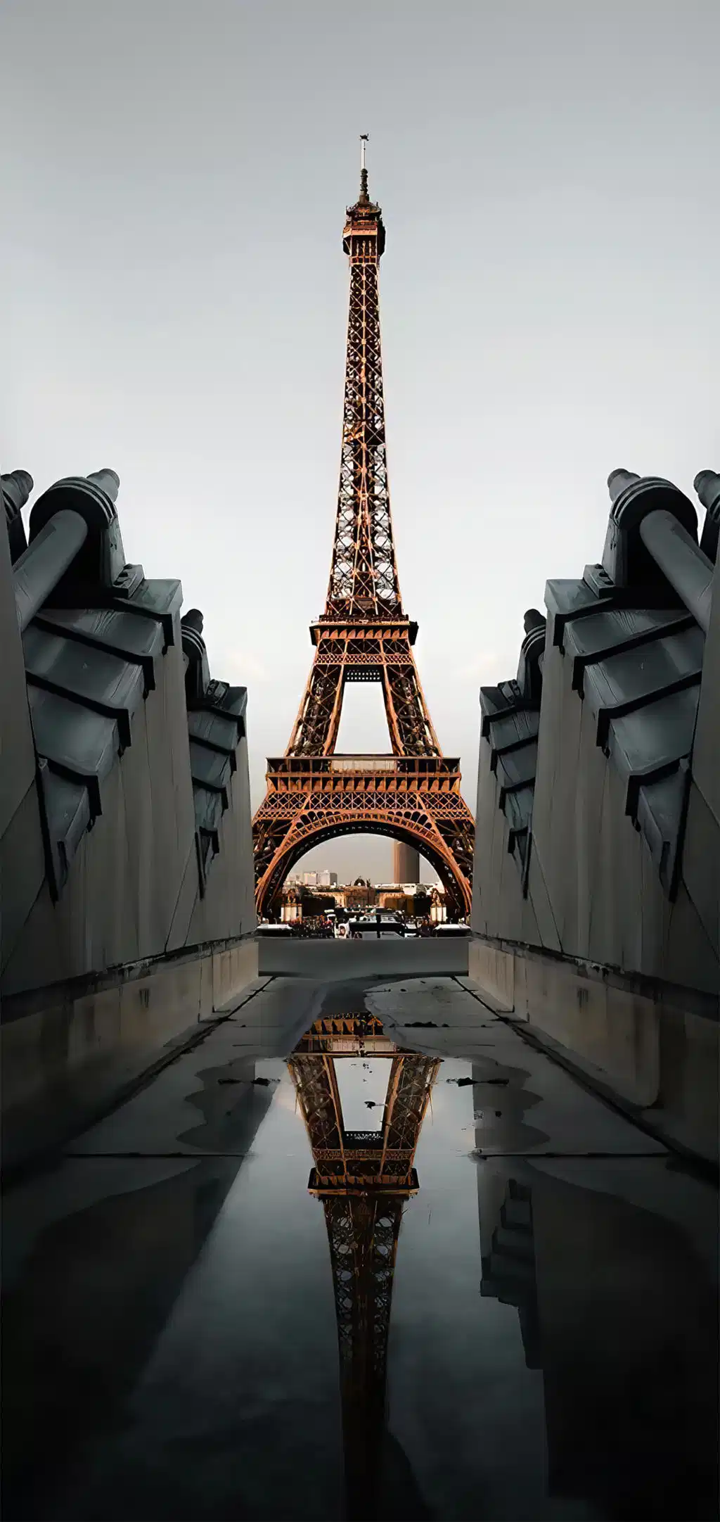 Eiffel Tower Symmetry Reflection