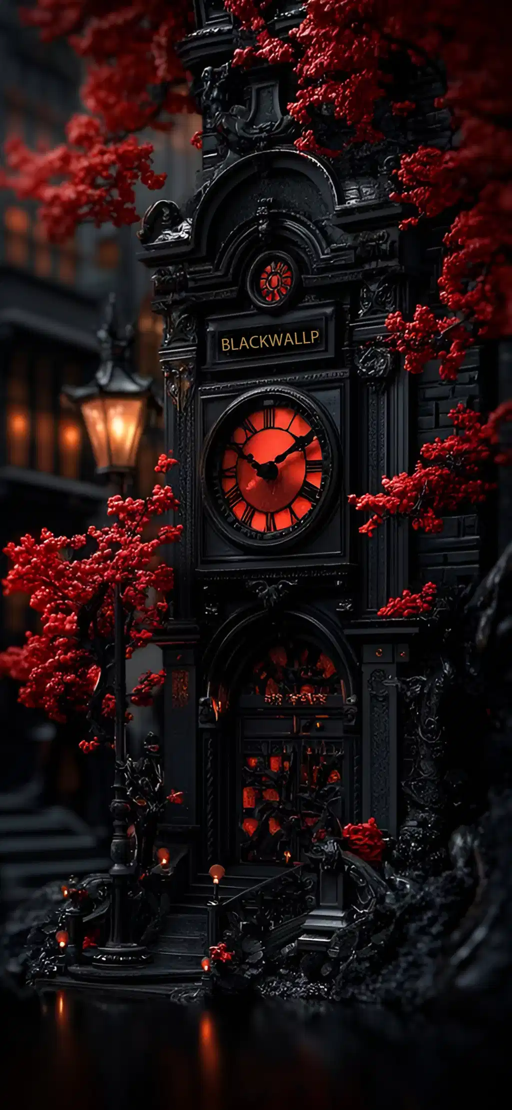 Gothic Clock Tower Dark Red