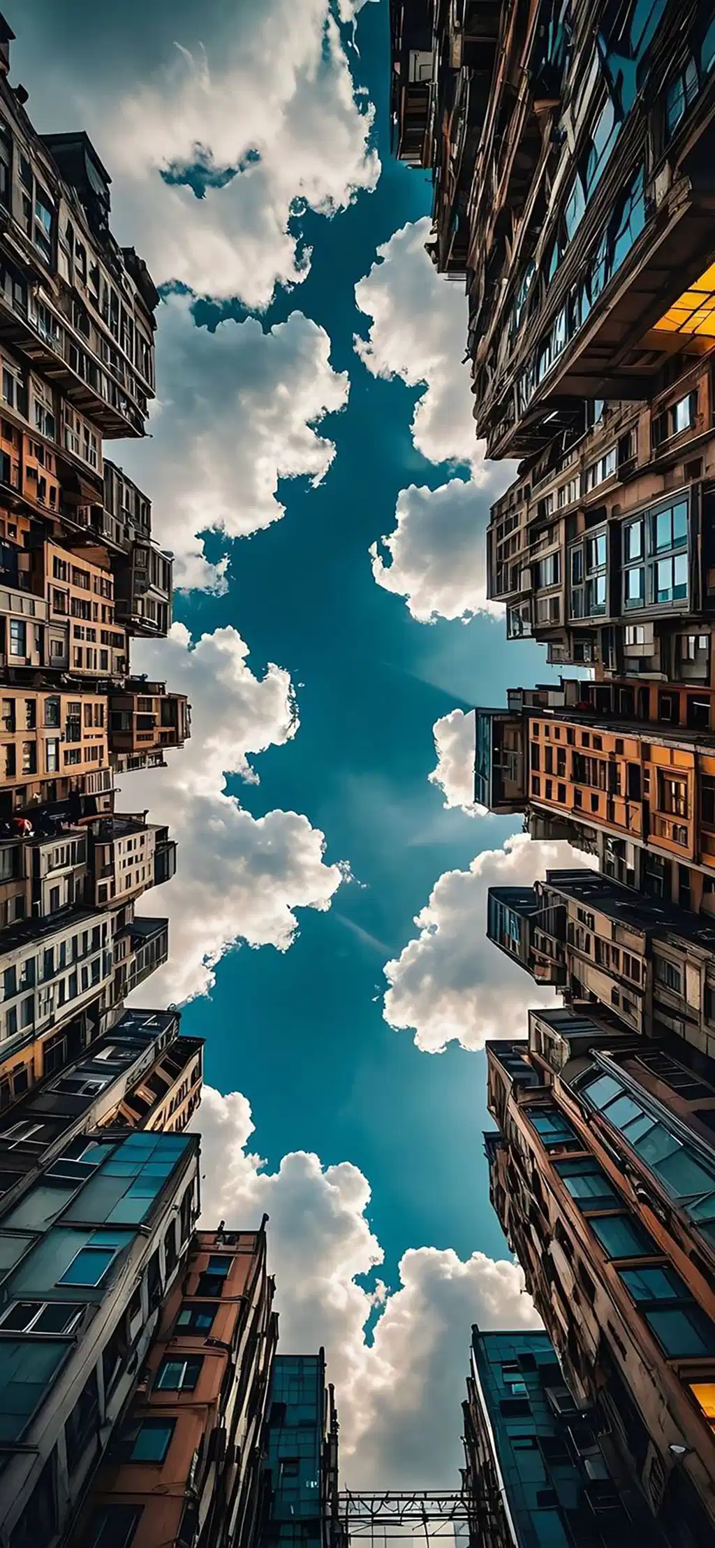 Tall City Buildings Looking Up
