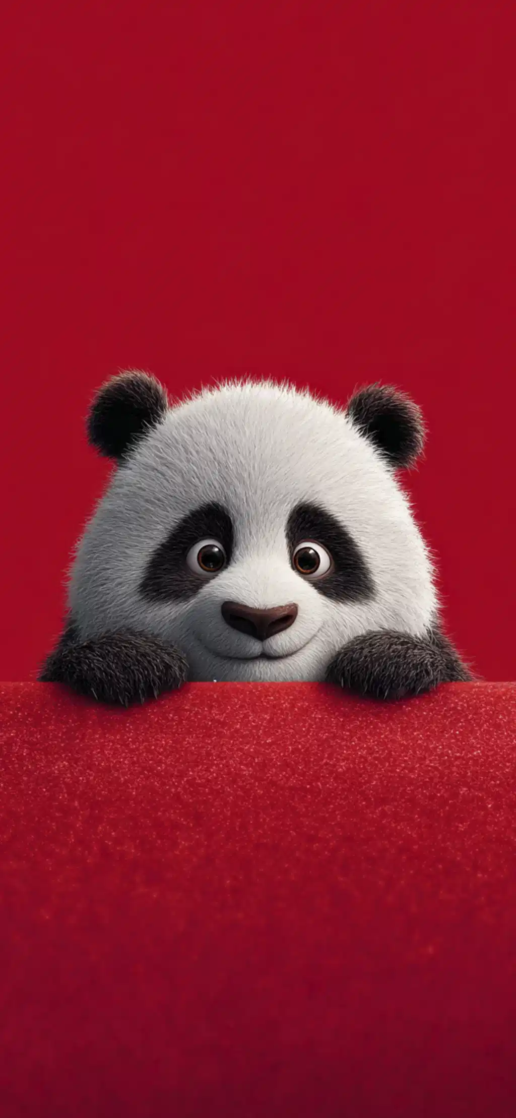 Cute Panda Bear Red Background