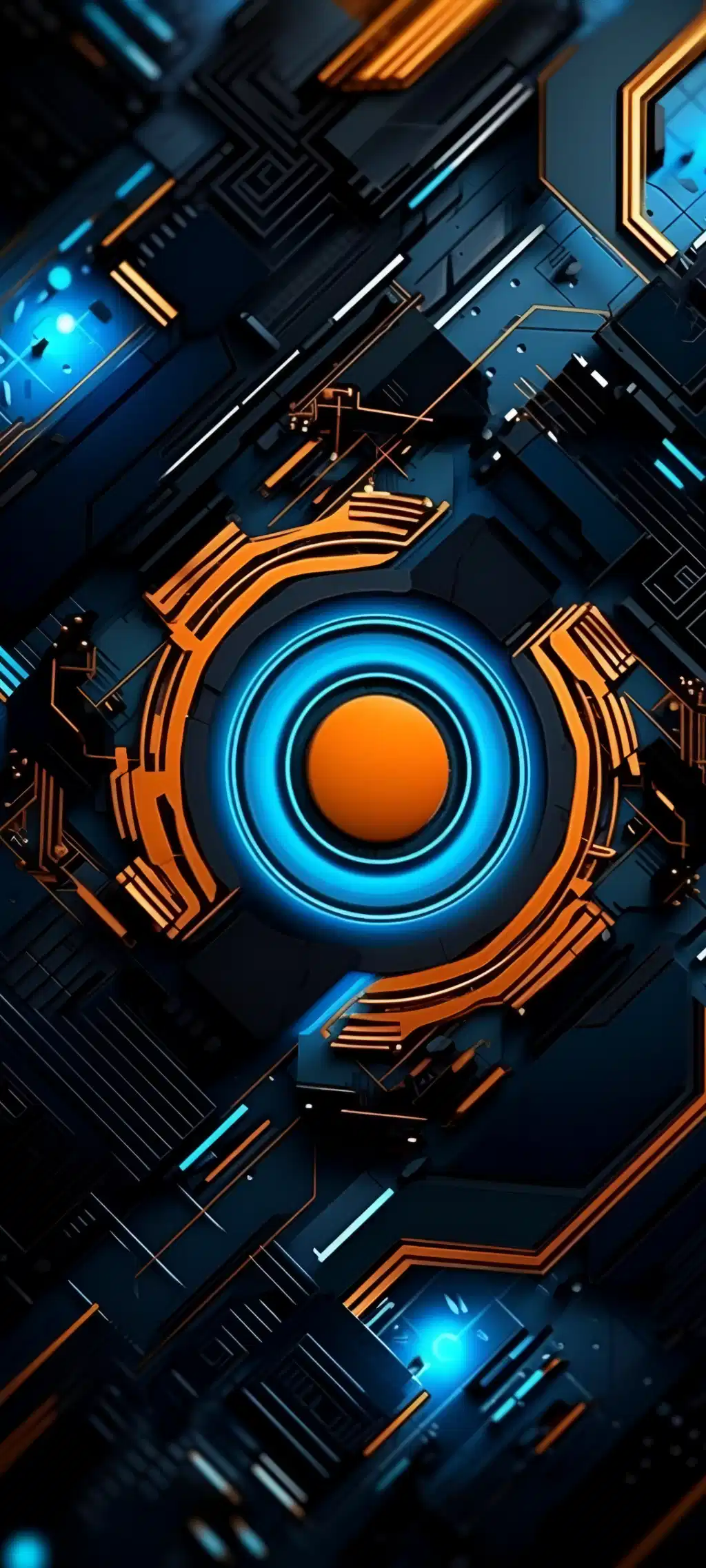 Futuristic Orange Tech Portal Mobile Art