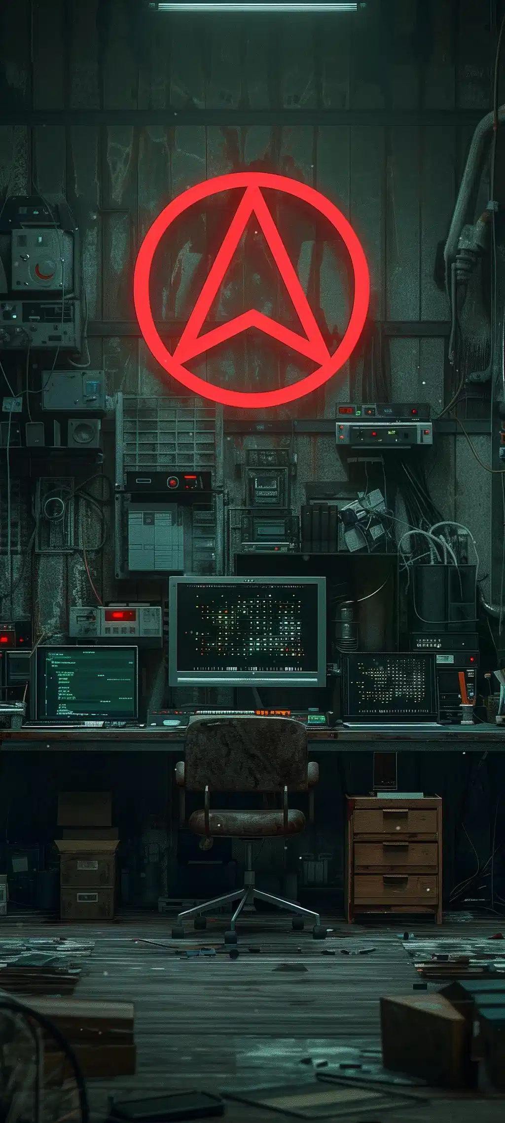 Red Anarchy Symbol Dark Scifi Room