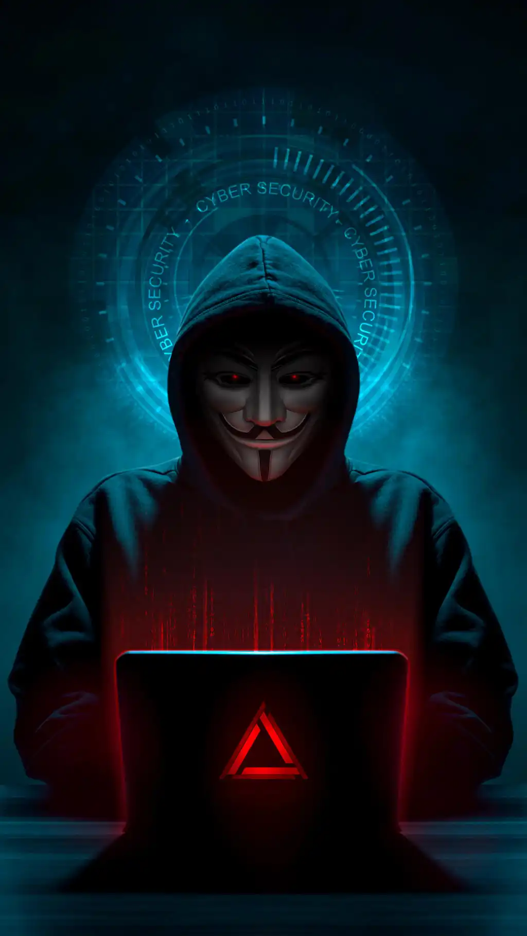 Red Masked Hacker Digital Security Art