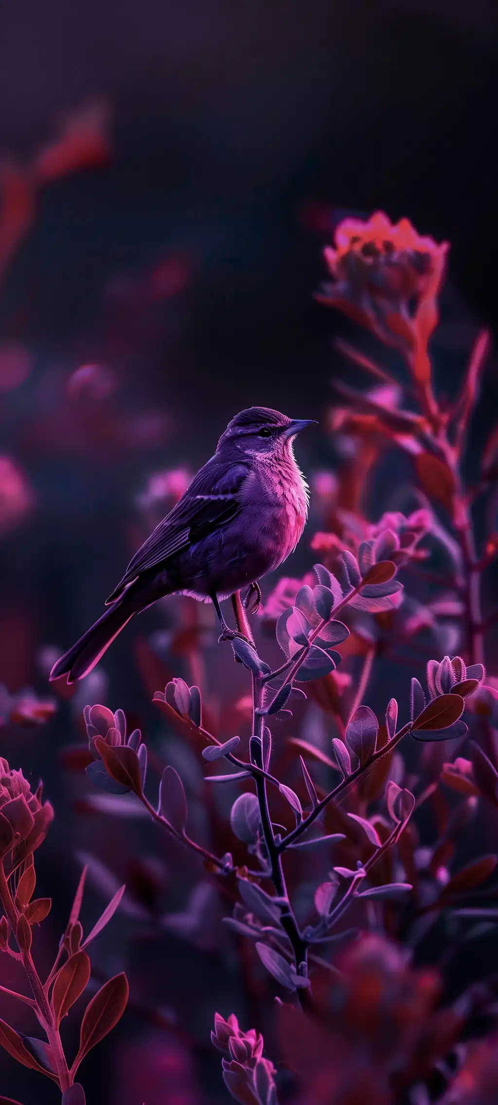 Glowing Neon Purple Plants Fantasy