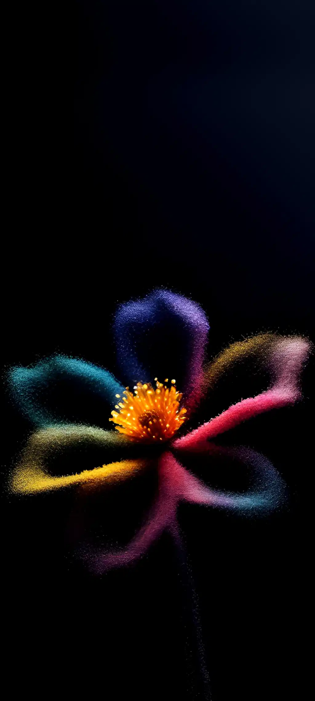 Rainbow Colored Flower Glowing Neon