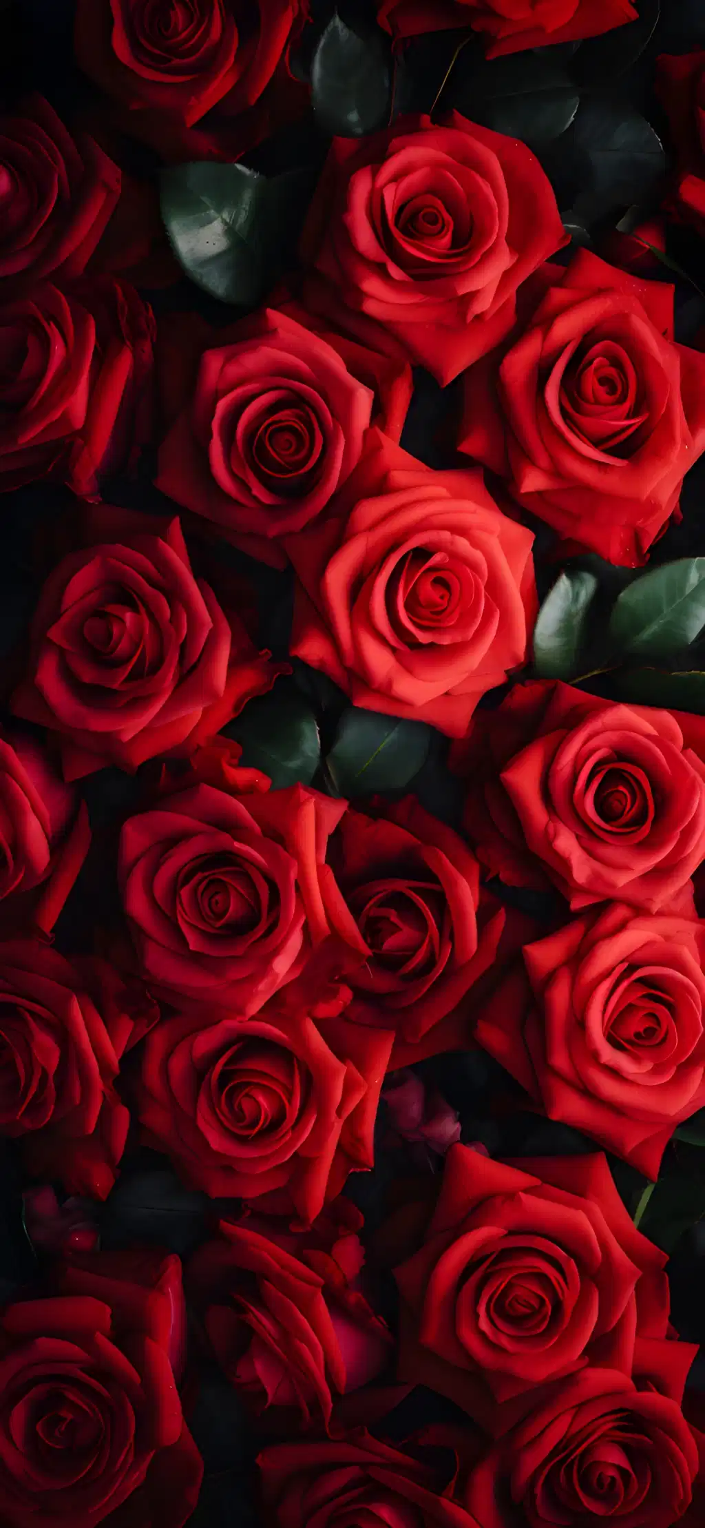 Vibrant Red Roses Dark Background