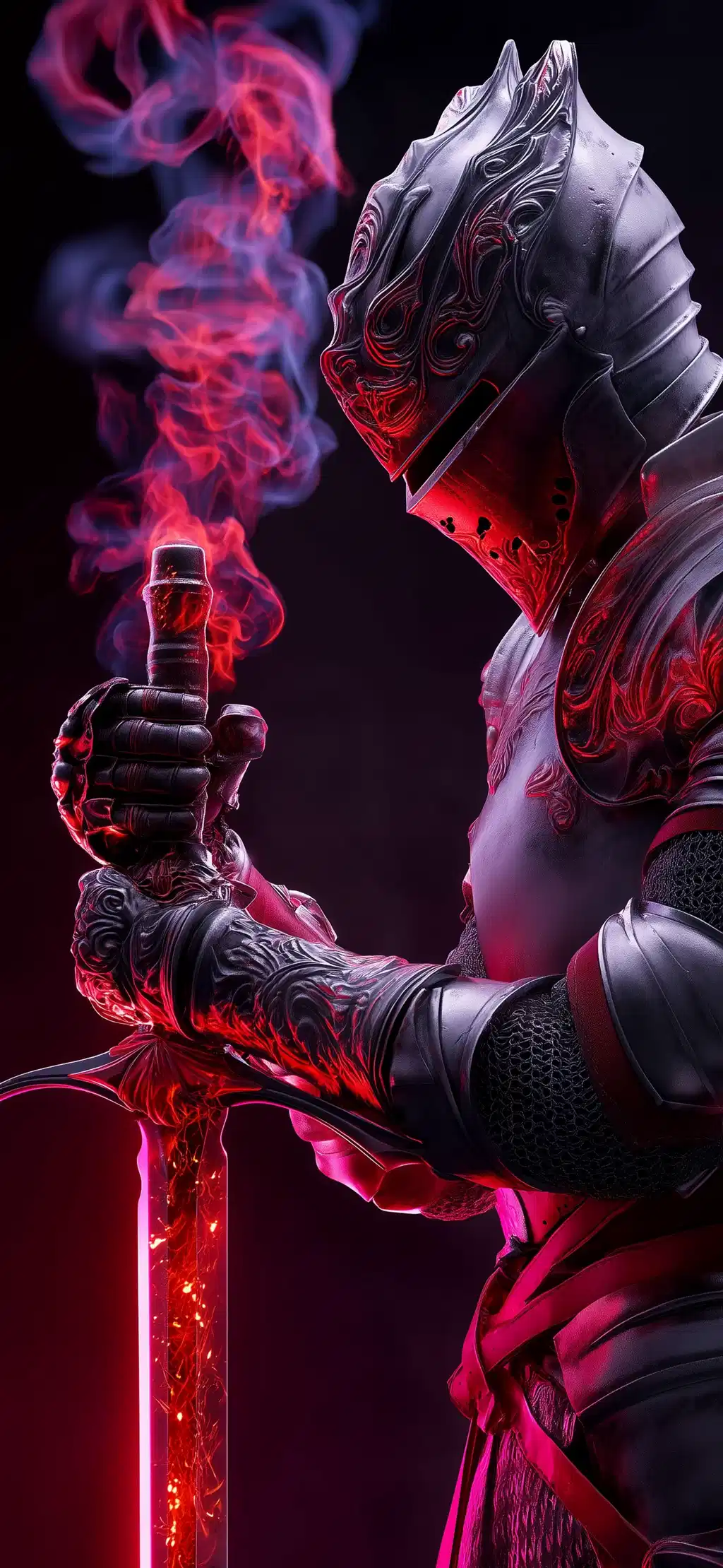 Cyberpunk Ninja Warrior Glowing Pink Sword