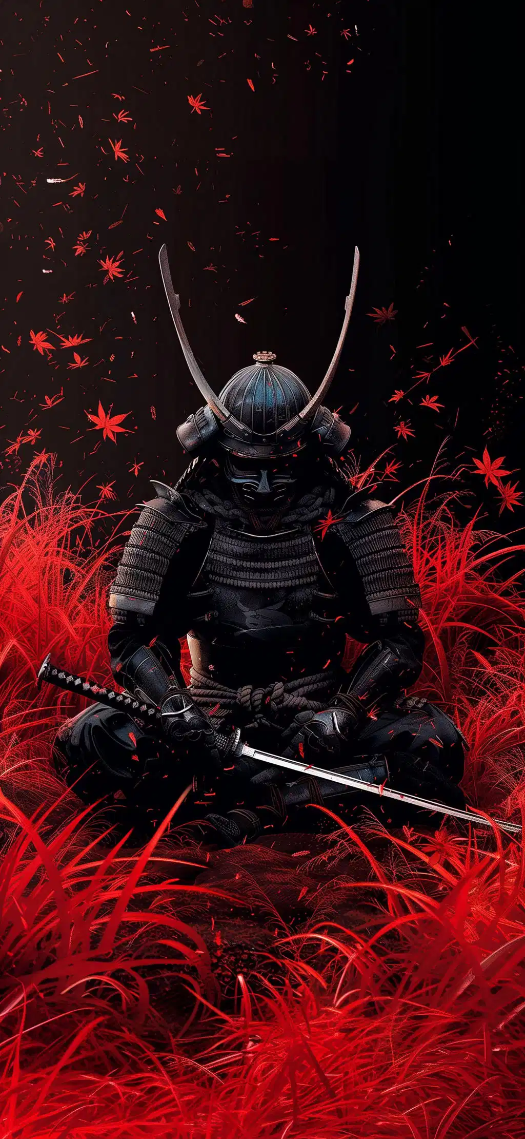 Dark Samurai Armour Red Background