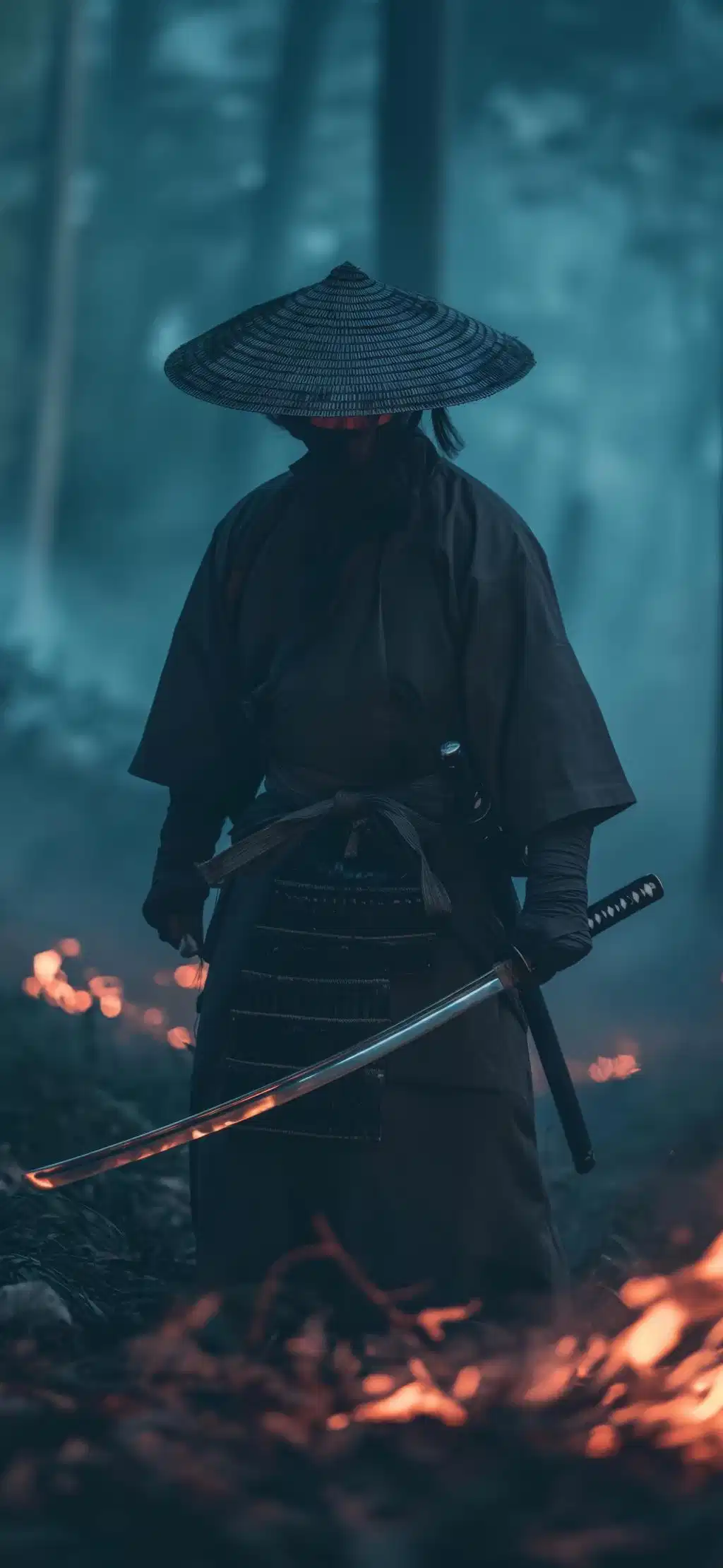 Ronin Warrior Walking Misty Forest