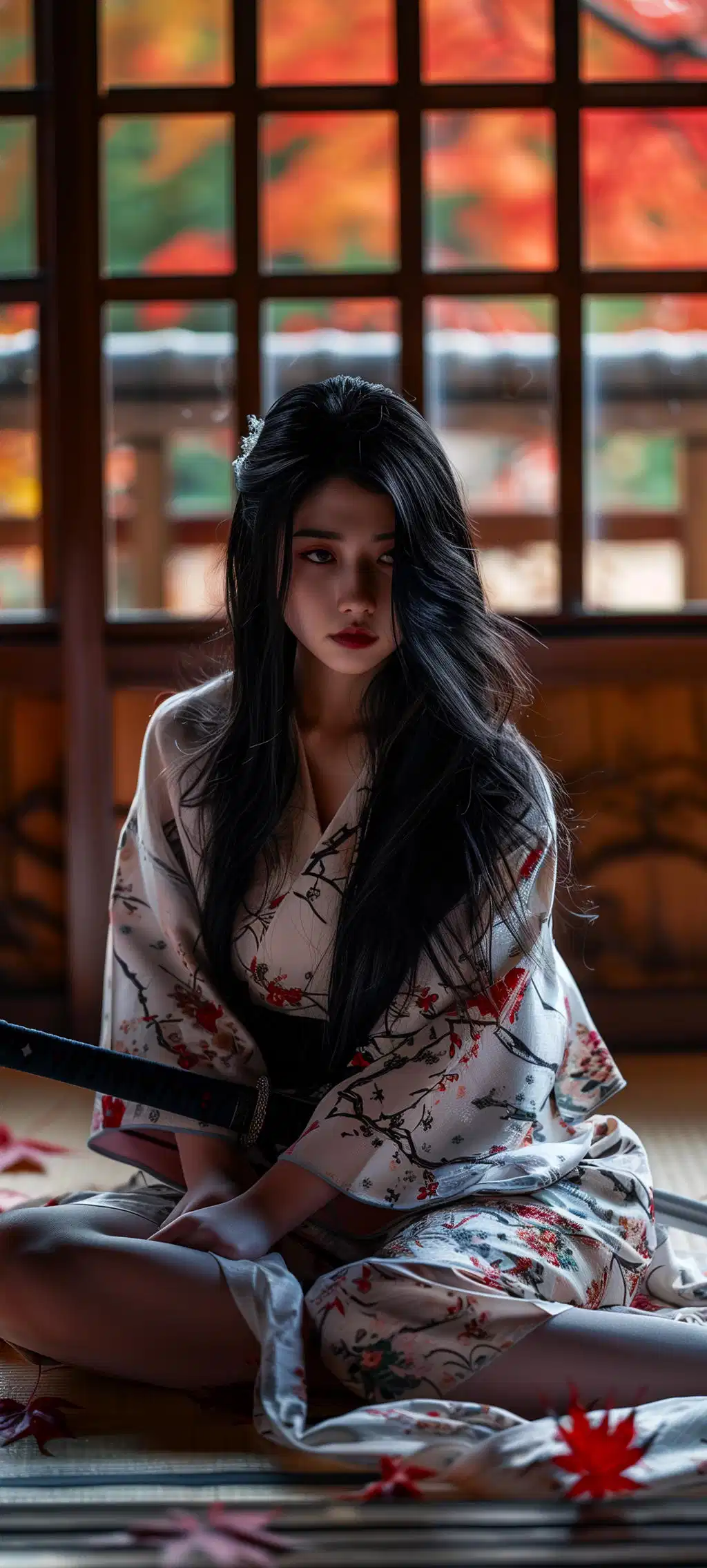 Beautiful Woman Sitting Indoors Cozy