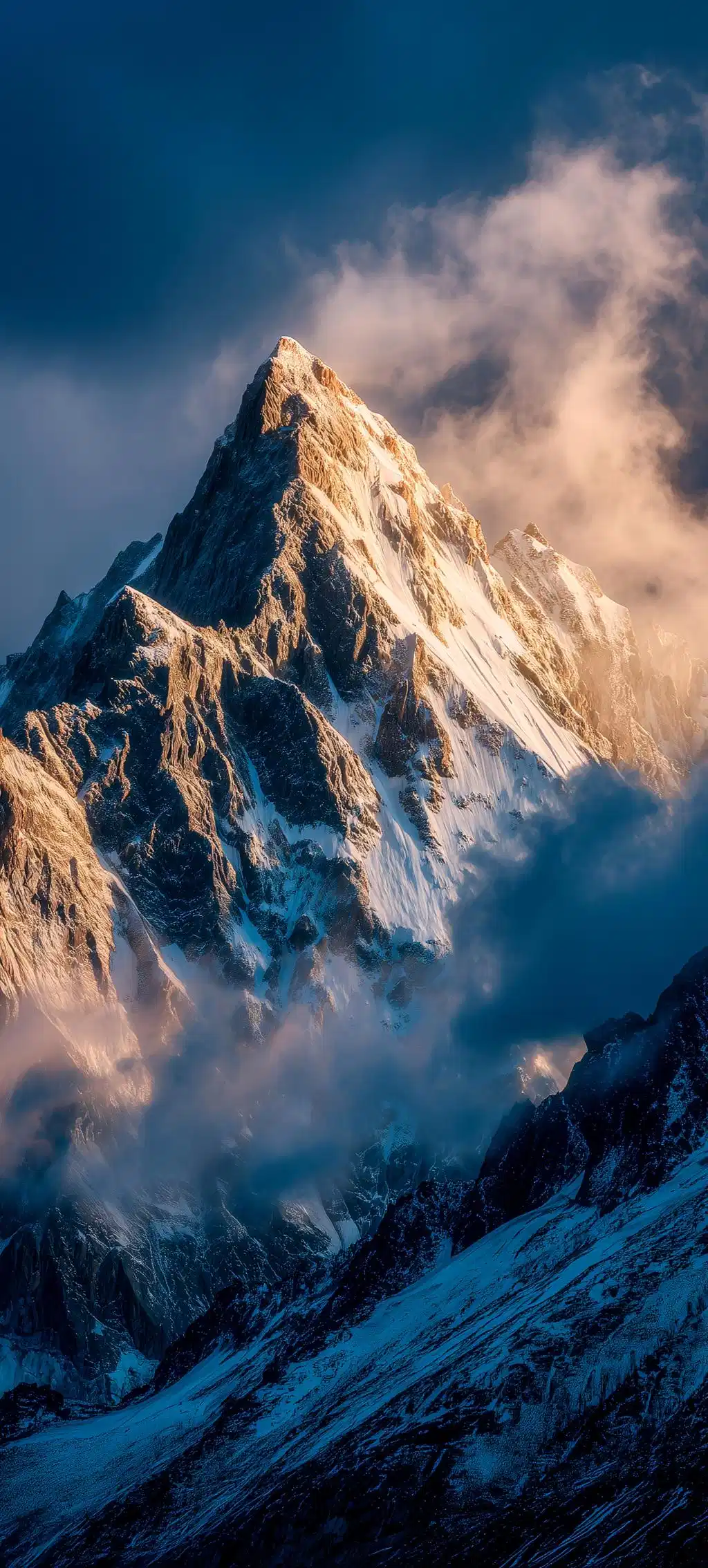 Dramatic Snowy Mountain Ridge