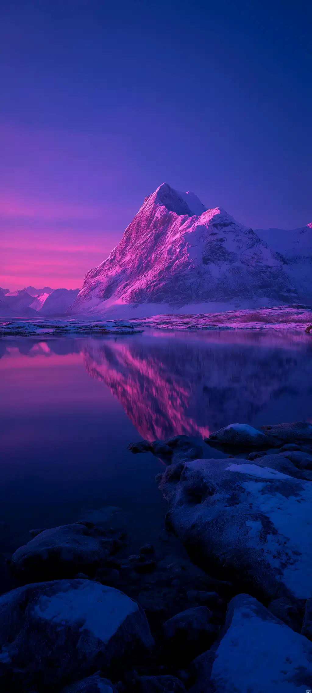 Misty Lake Sunset Pink Sky