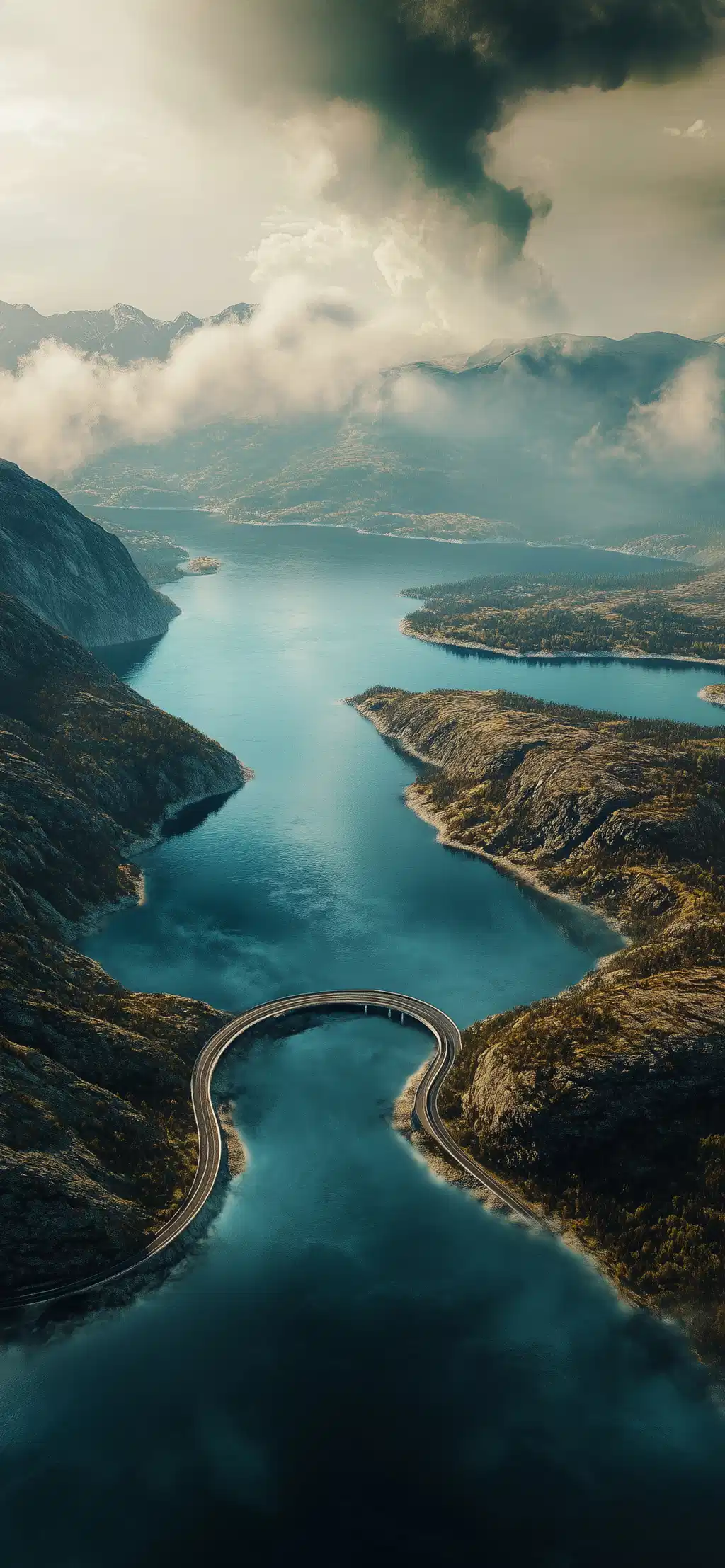 Scenic River Winding Mountain Valley