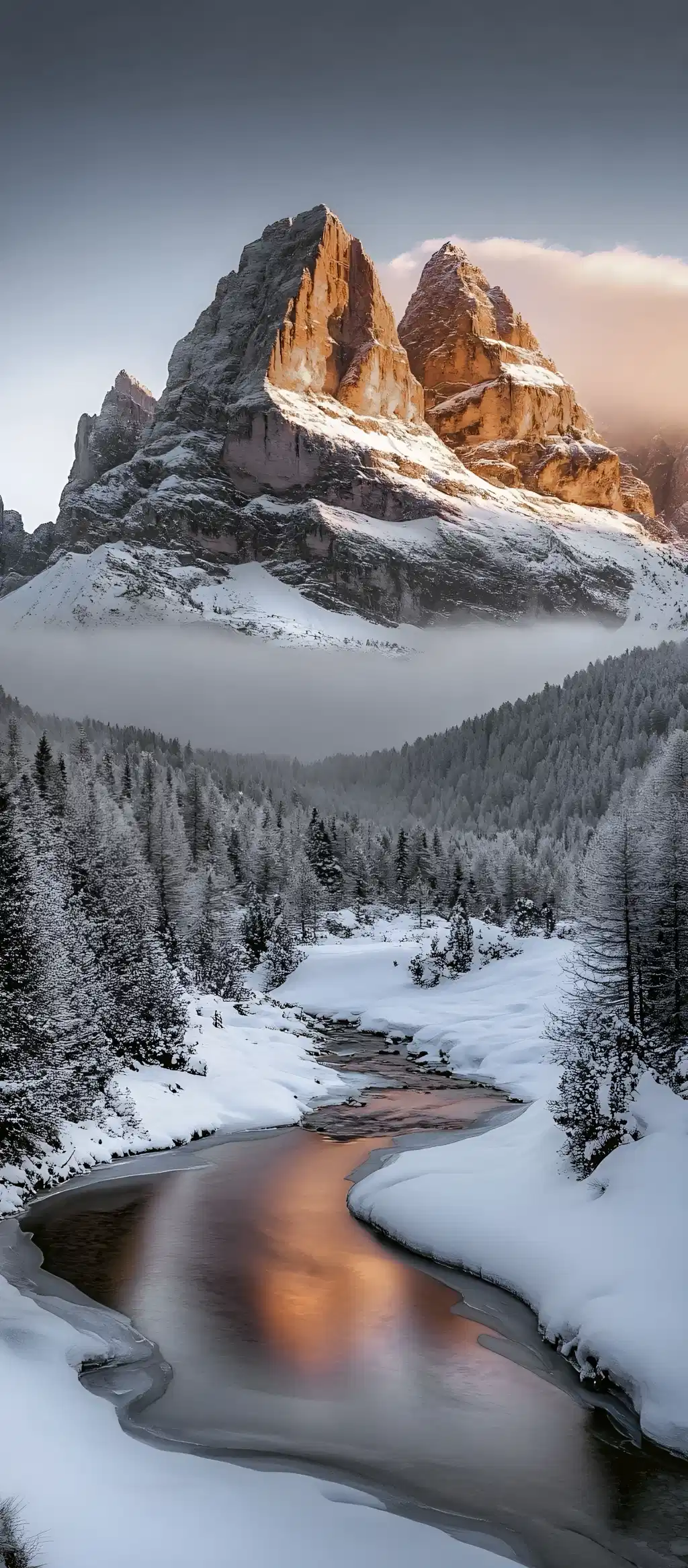 Snowy Winding Road Mountain Pass