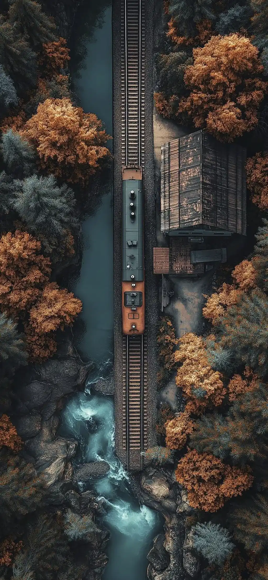 Aerial Autumn Forest Road