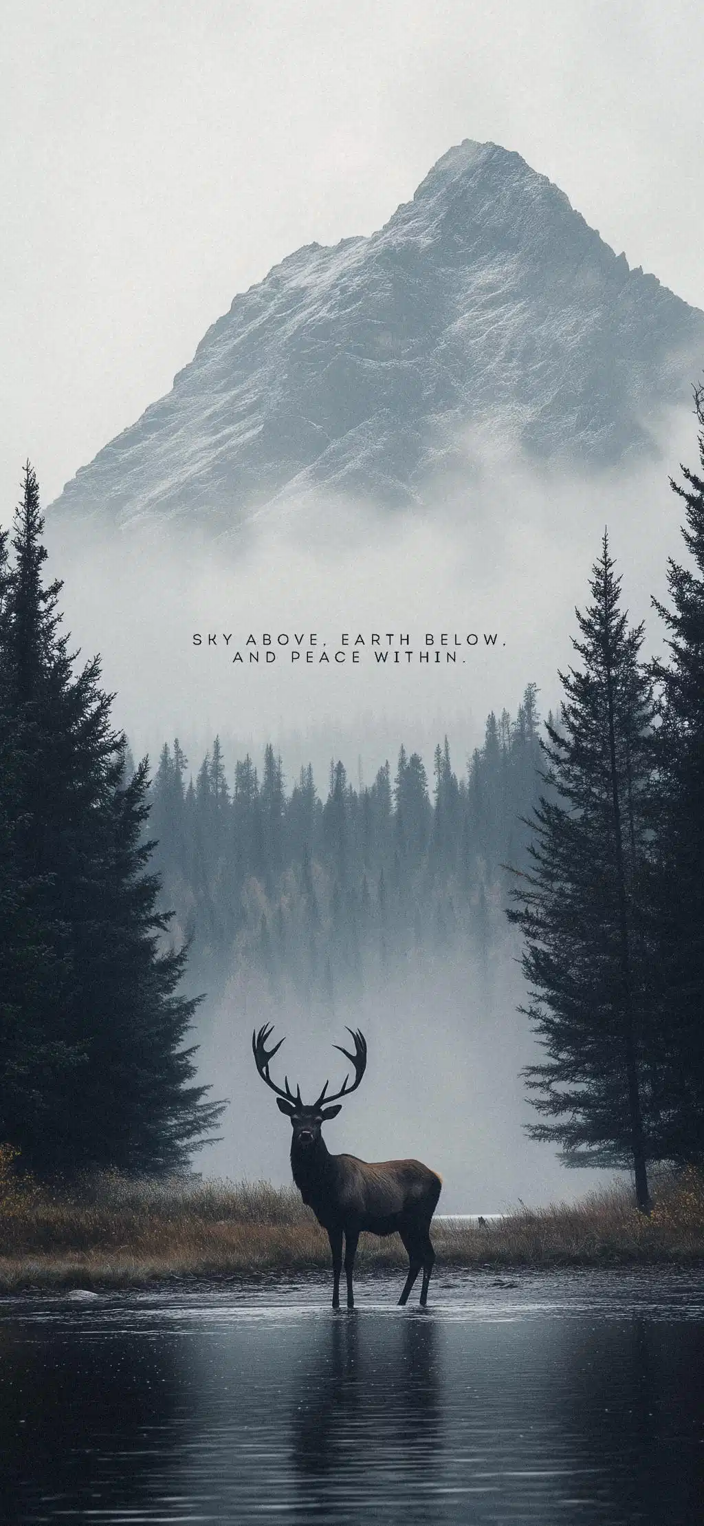 Minimalist Snow Mountain Deer