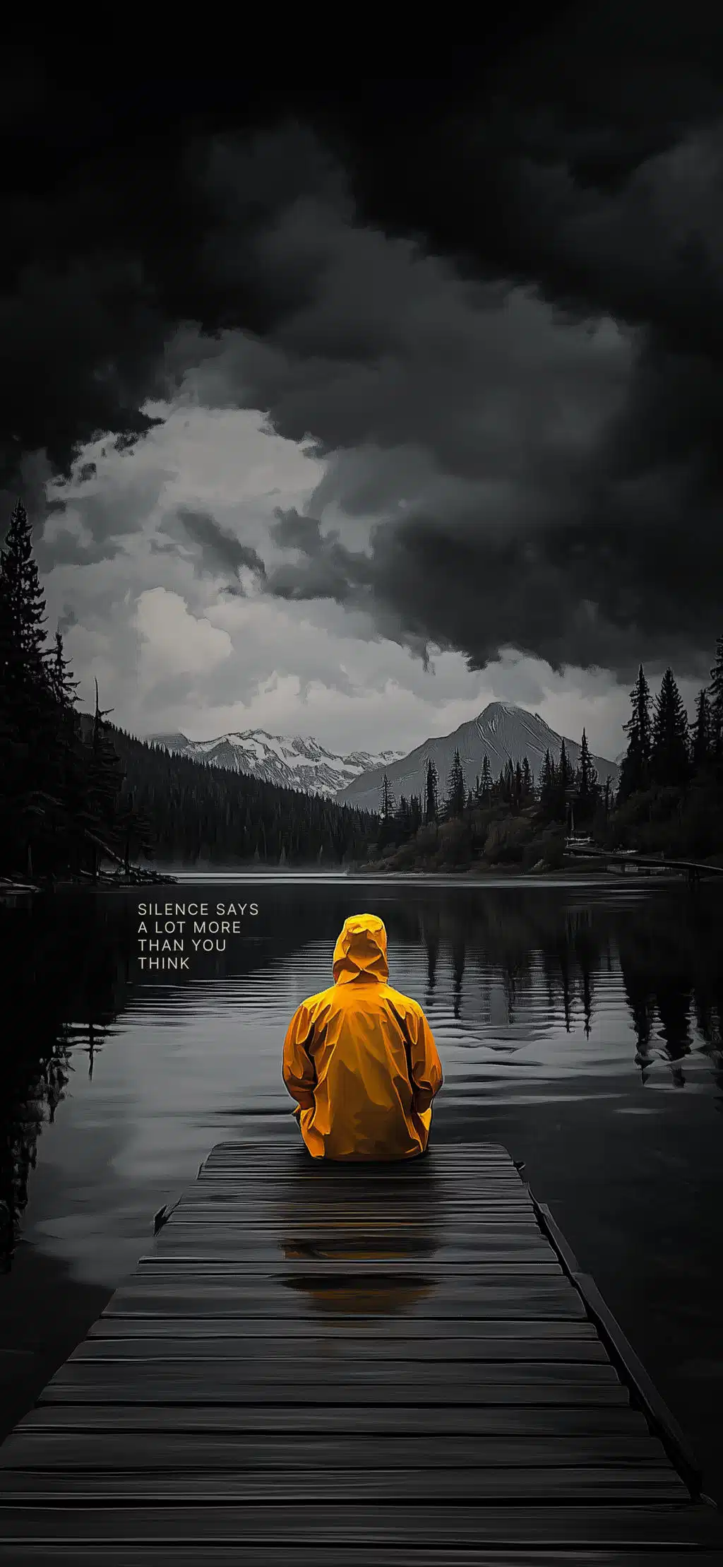 Person Dock Mountain Lake