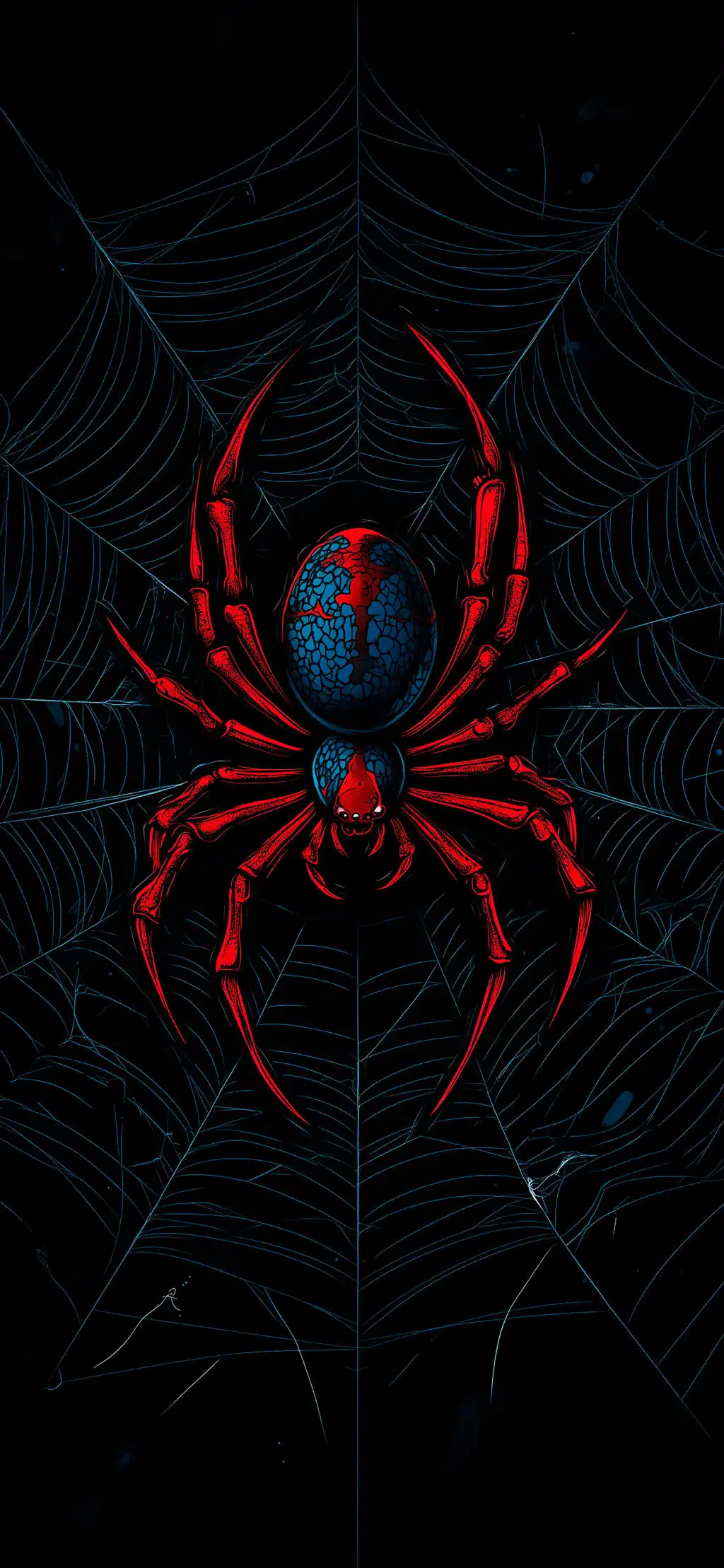 Neon Red Spider Minimalist