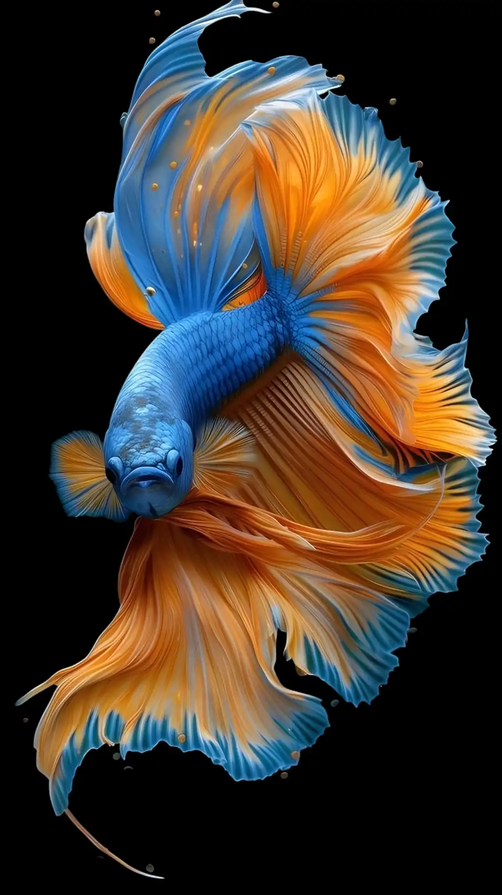 Siamese Fighting Fish Betta Gold Blue
