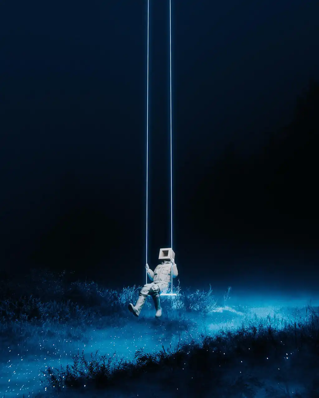 Astronaut Floating Space Dark Background