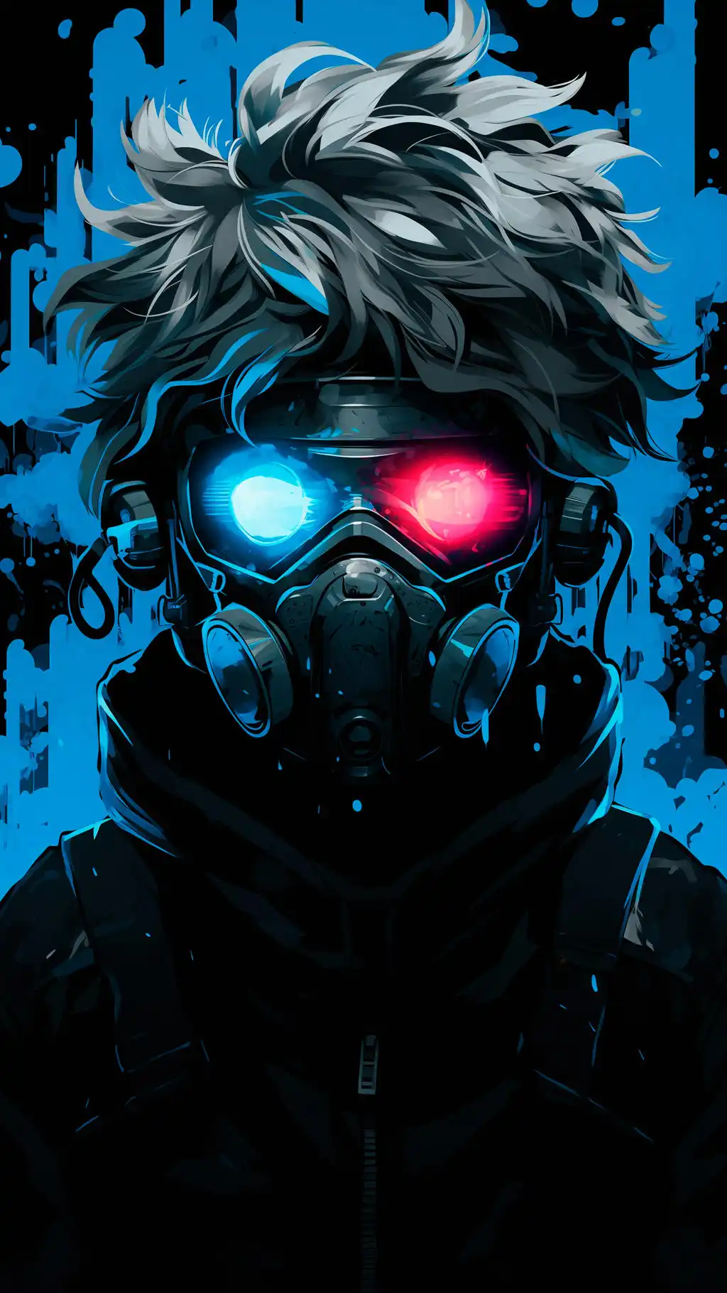 Futuristic Masked Character Glowing Red Eye