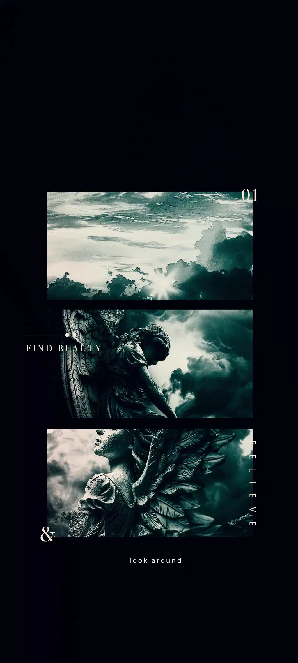 Aesthetic Dark Forest Nature Landscape Triptych