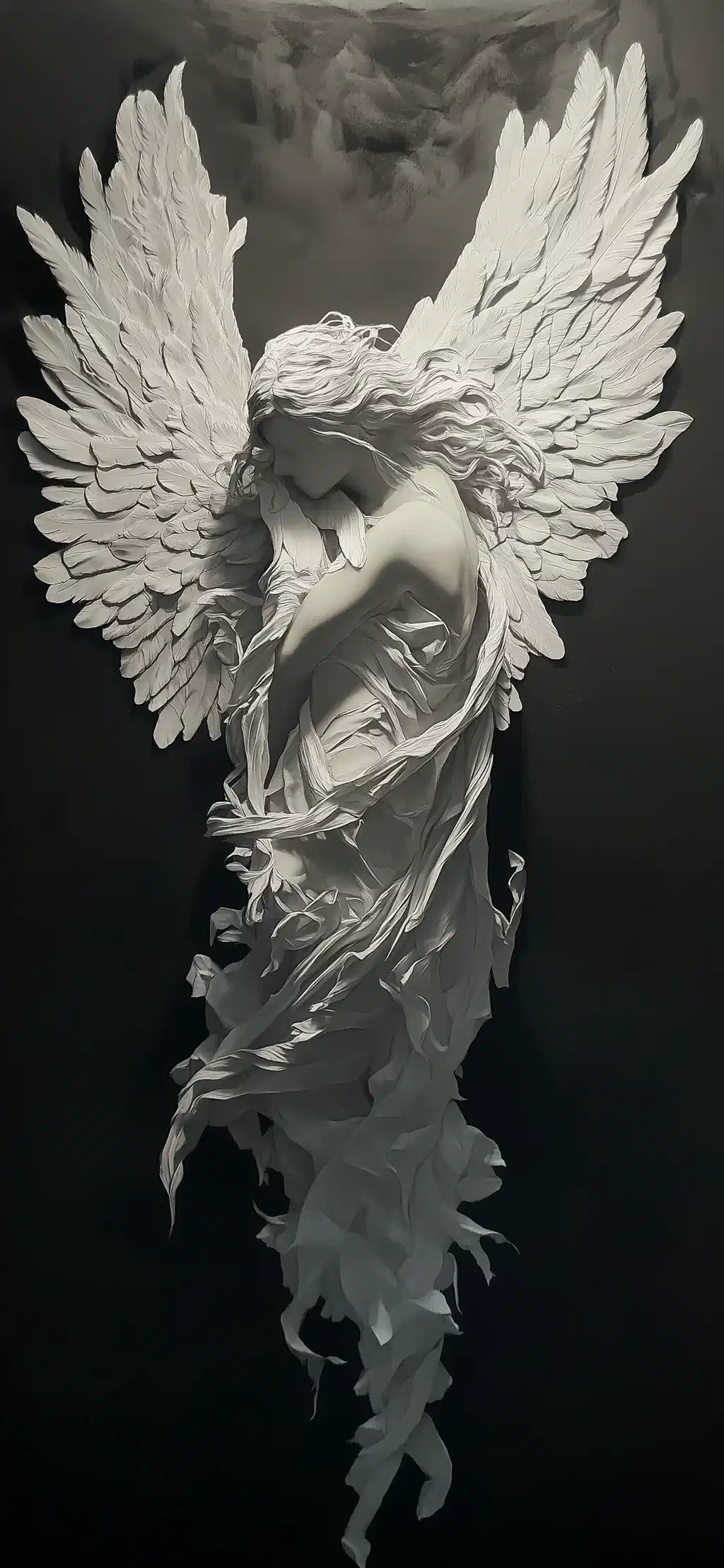 Ethereal White Feathered Angel Sculpture