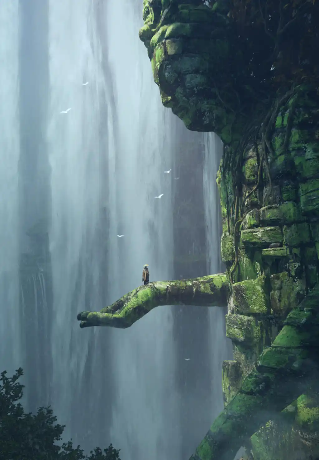 Giant Stone Hands Holding Bridge Nature