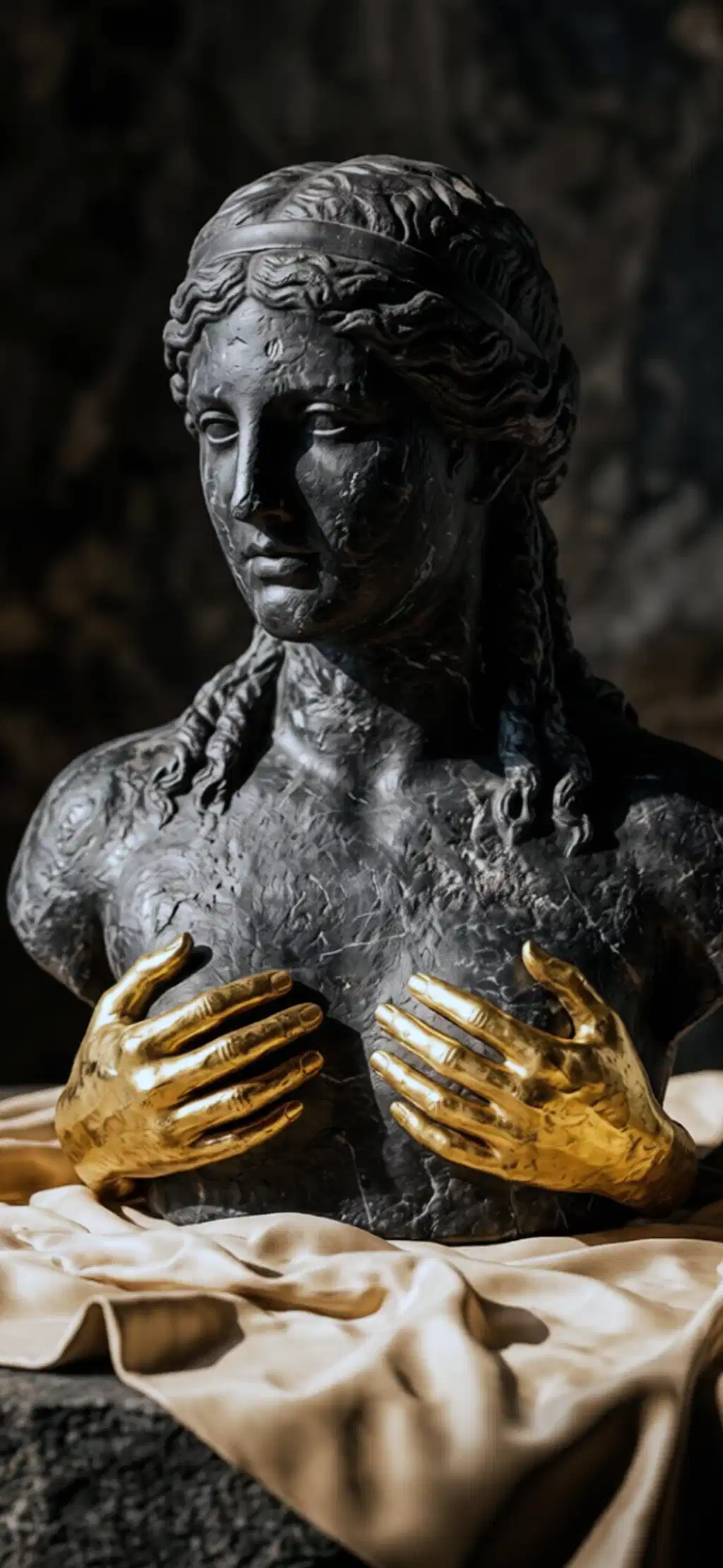 Greek Statue Gold Painted Tears Hands